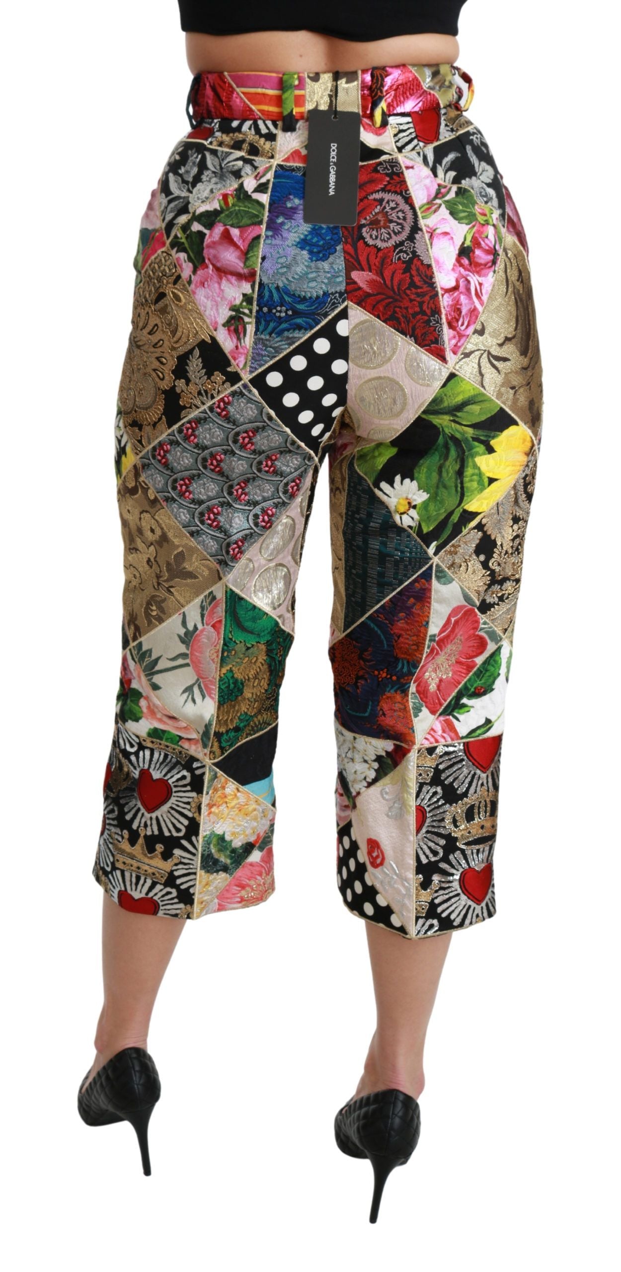 Elegant High Waist Cropped Silk Blend Trousers - ventzia
