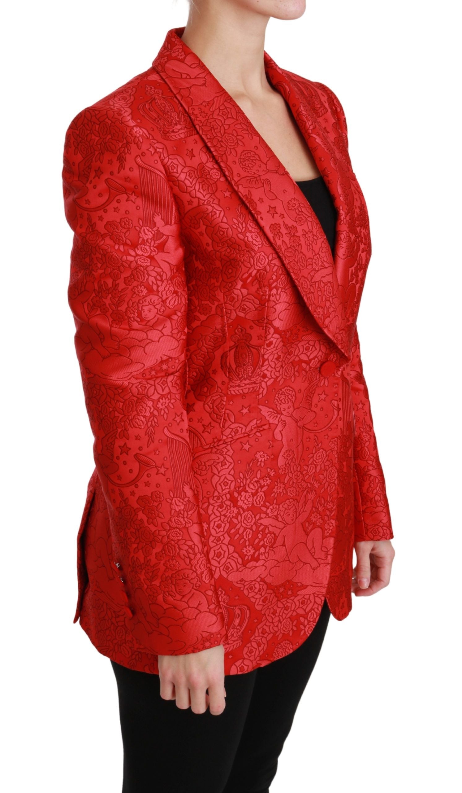 Red Floral Angel Blazer Coat Jacket - ventzia
