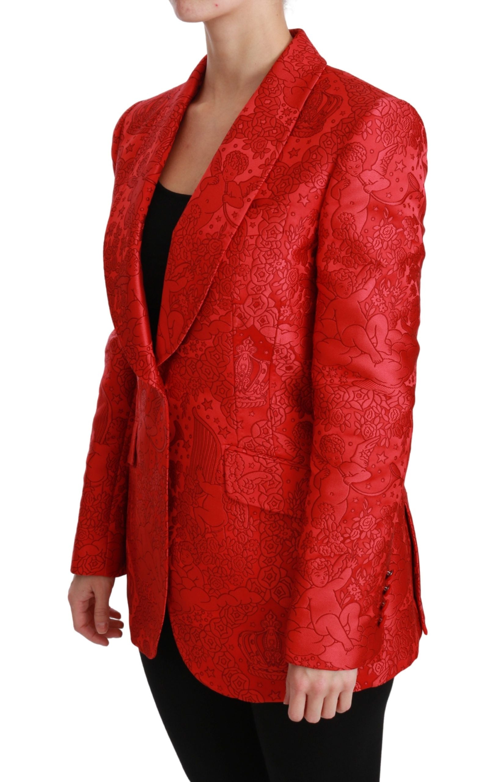 Red Floral Angel Blazer Coat Jacket - ventzia