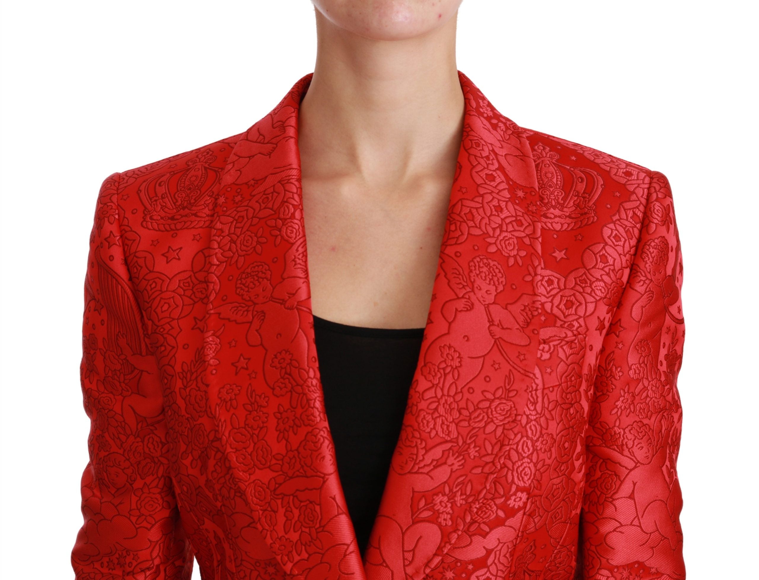 Red Floral Angel Blazer Coat Jacket - ventzia