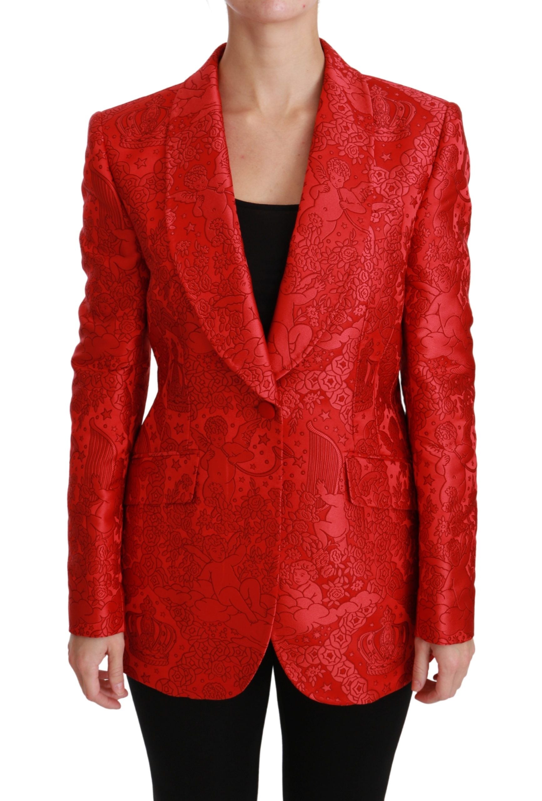 Red Floral Angel Blazer Coat Jacket - ventzia