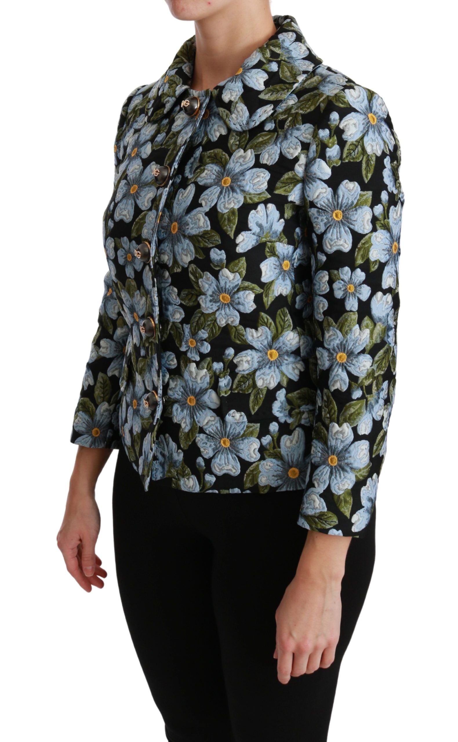 Multicolor Floral Blazer Coat Polyester Jacket - ventzia