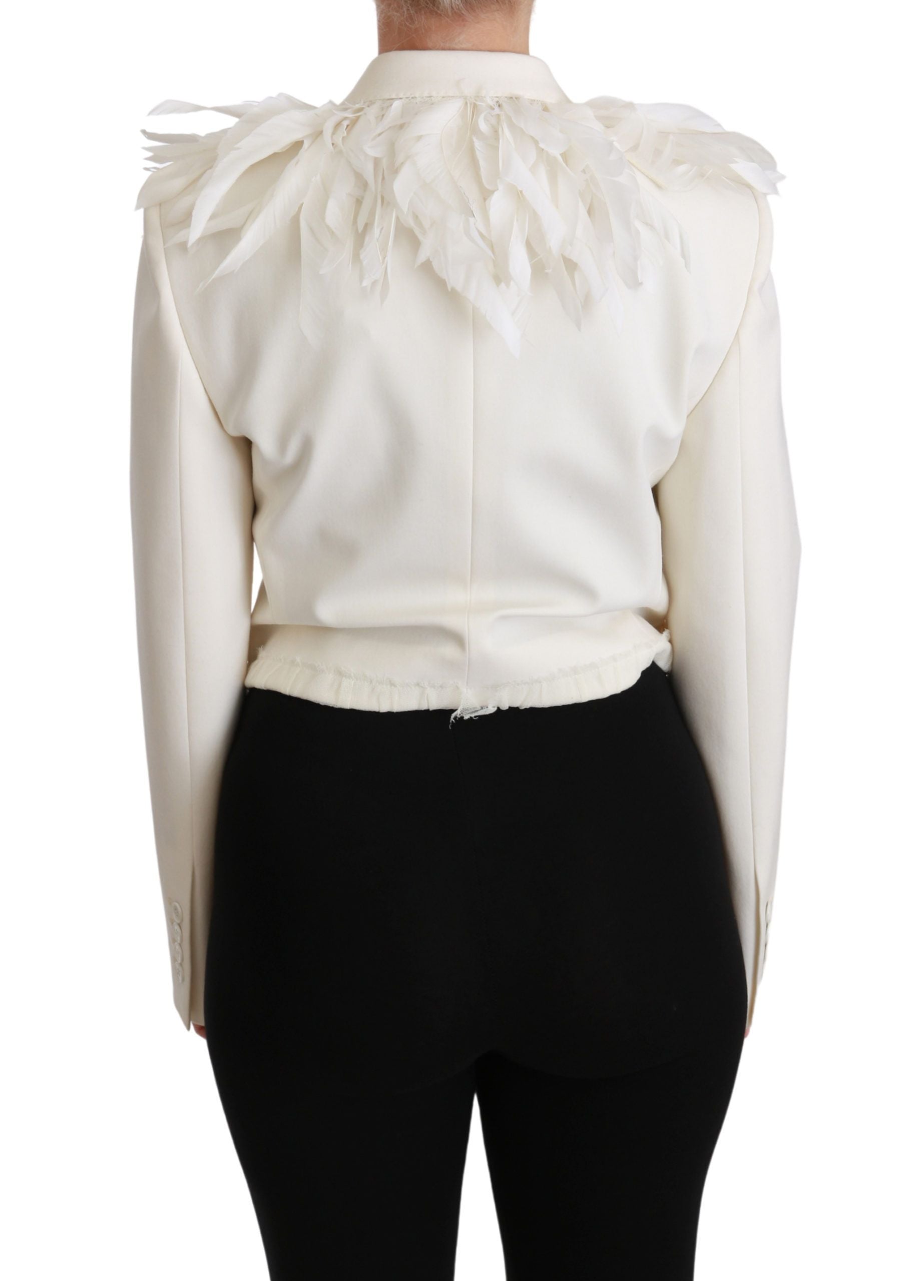 Elegant White Double Breasted Blazer Jacket - ventzia