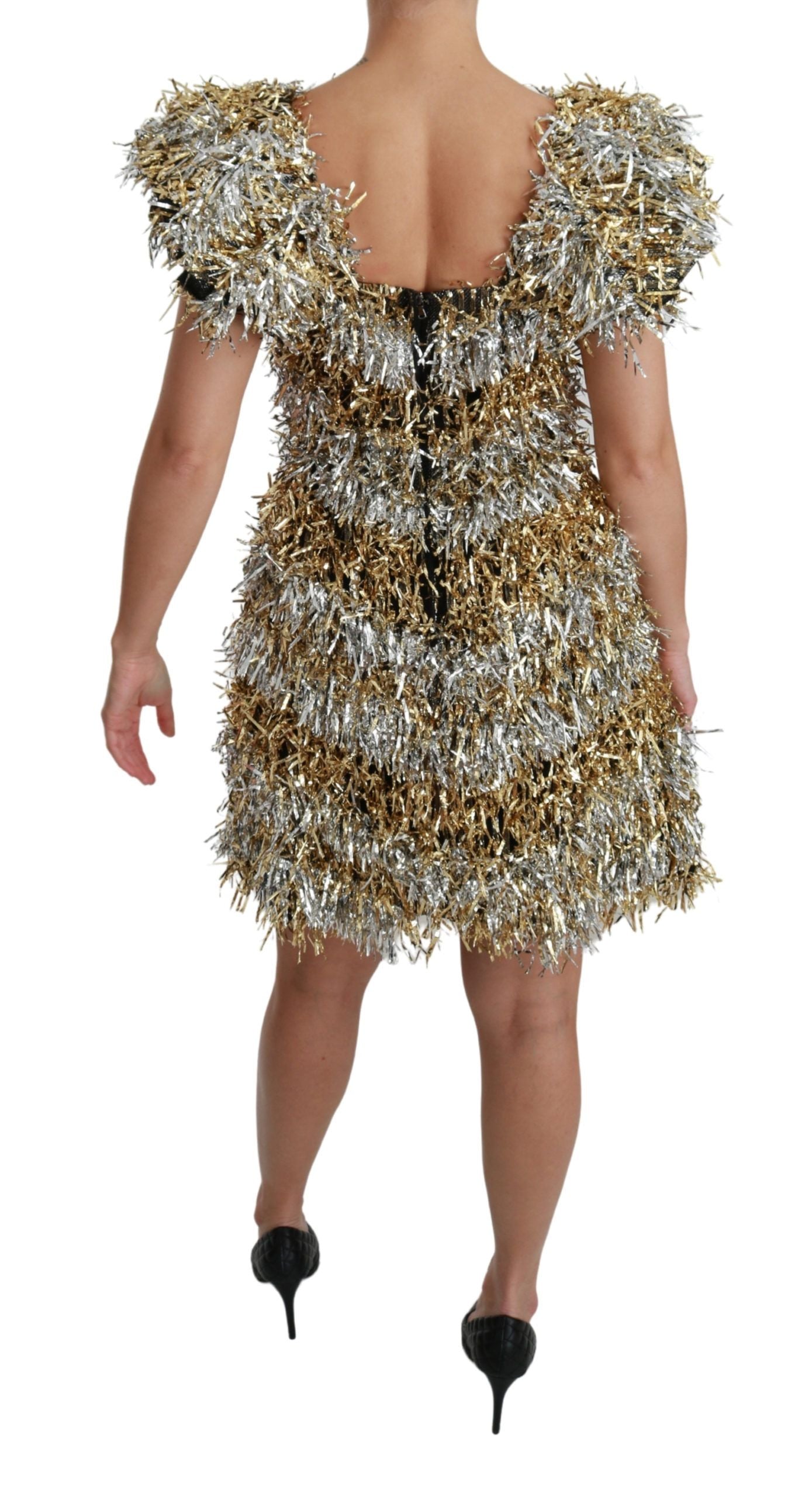 Elegant Silver Layered Shift Mini Dress - ventzia