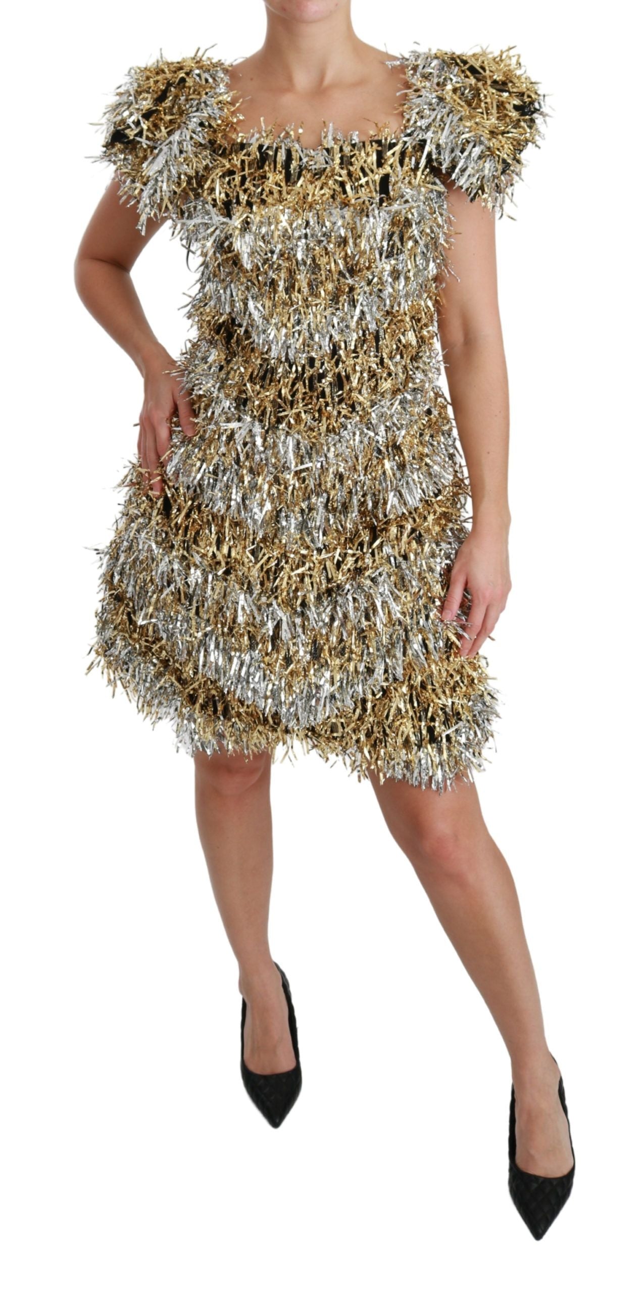 Elegant Silver Layered Shift Mini Dress - ventzia