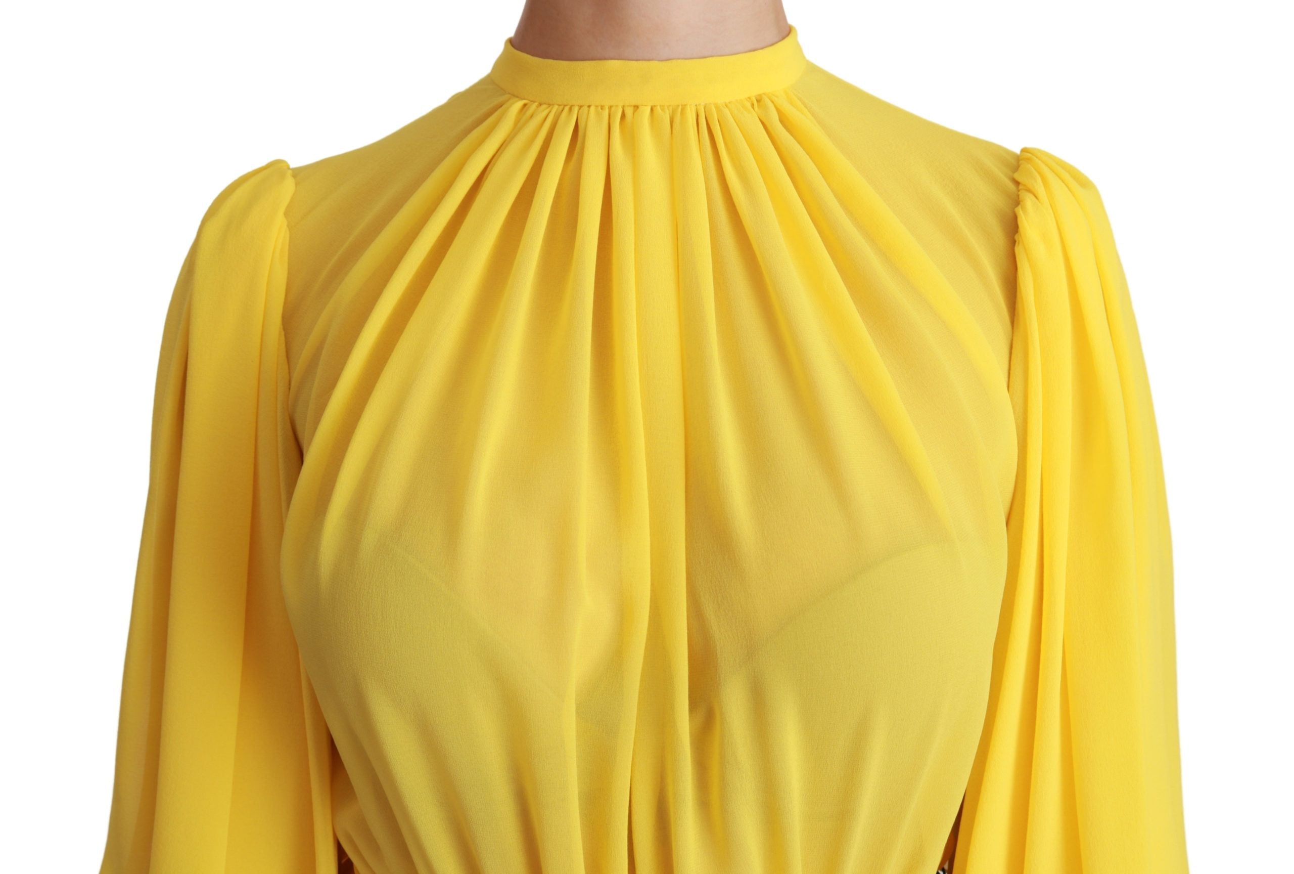 Silk Pleated A-line Mini Dress in Sunshine Yellow - ventzia