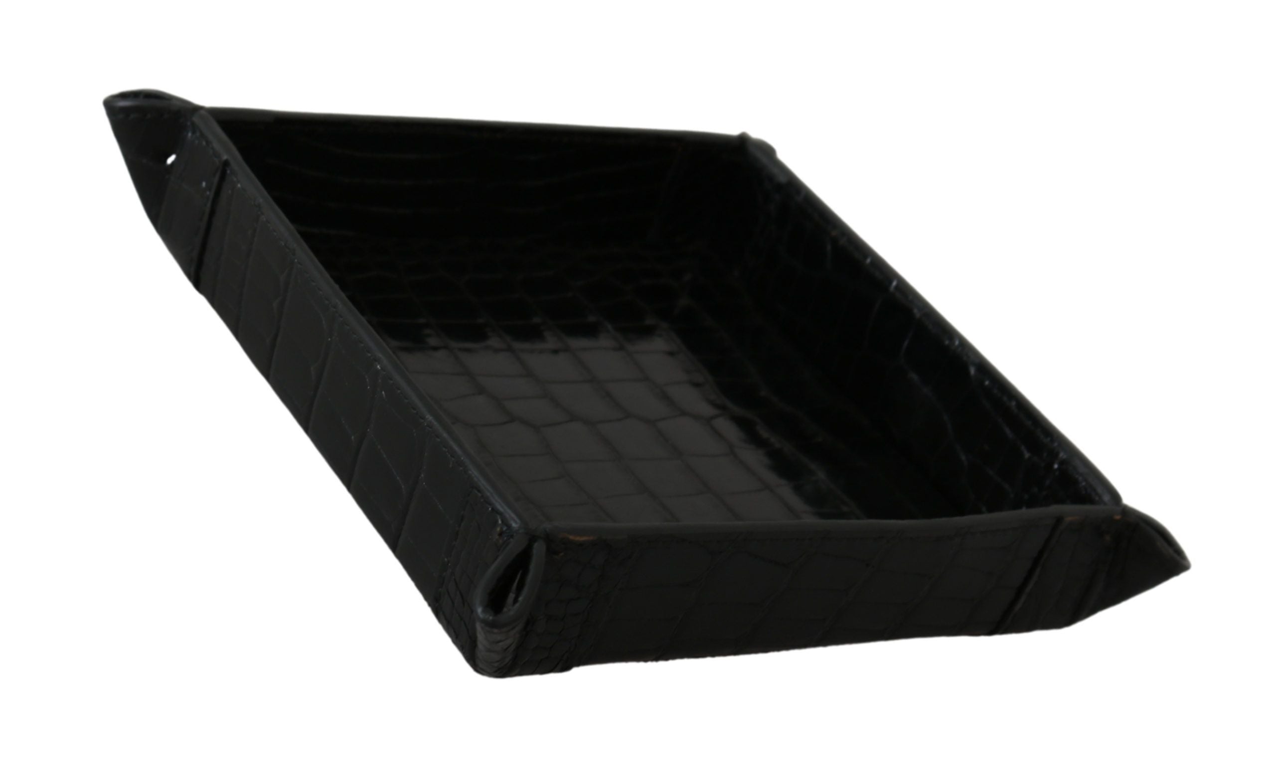 Elegant Black Exotic Skin Entry Tray - ventzia