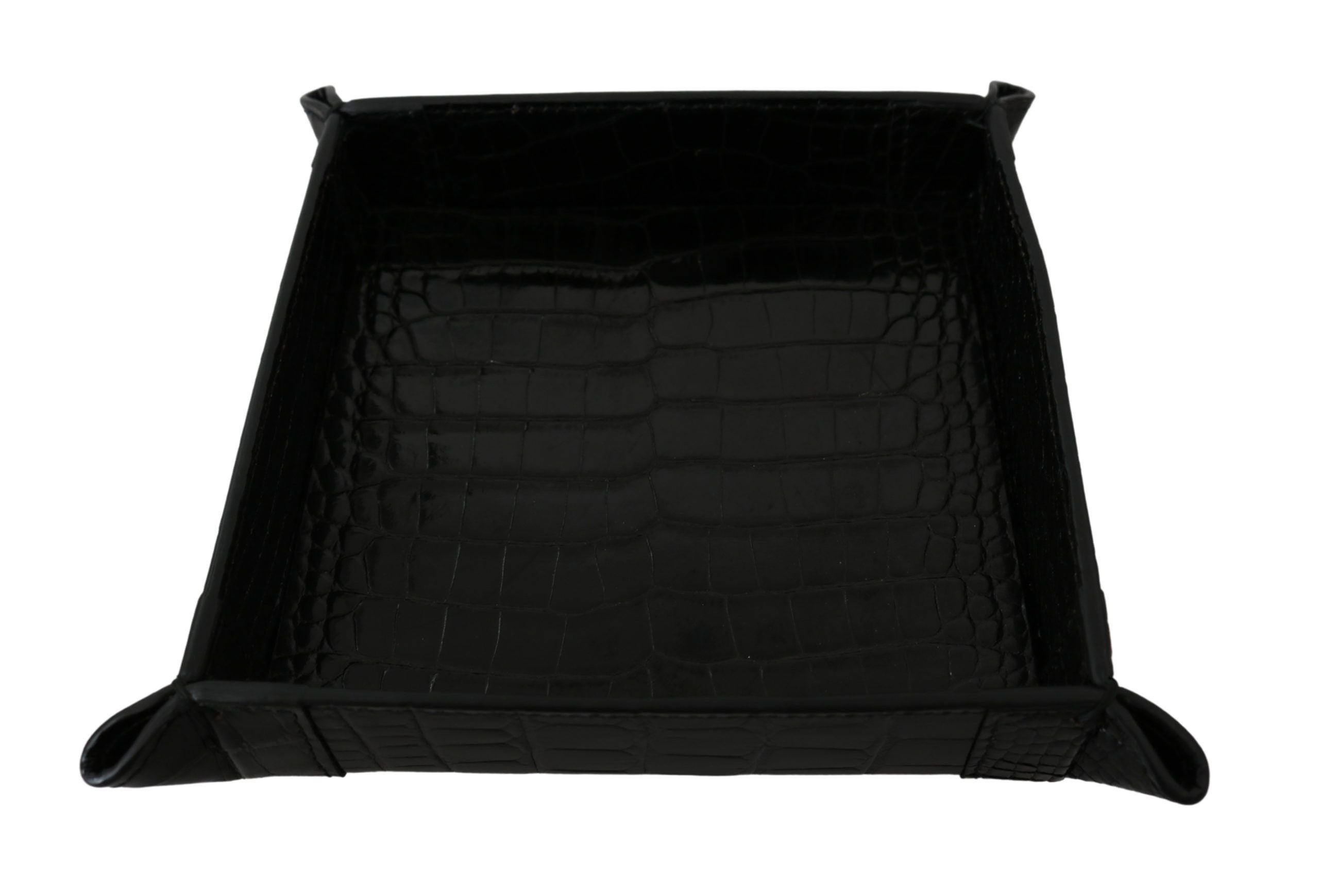 Elegant Black Exotic Skin Entry Tray - ventzia