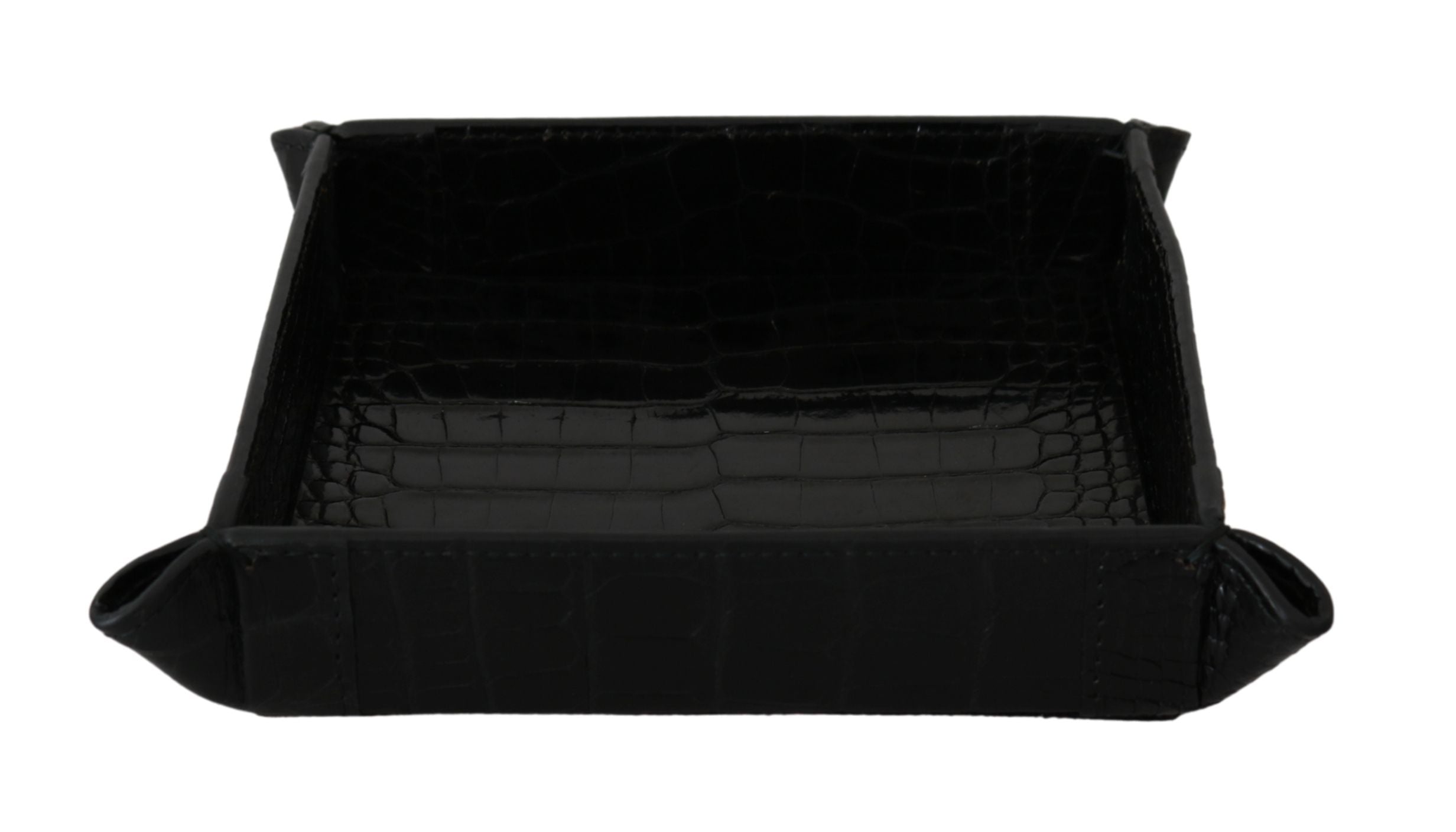 Elegant Black Exotic Skin Entry Tray - ventzia