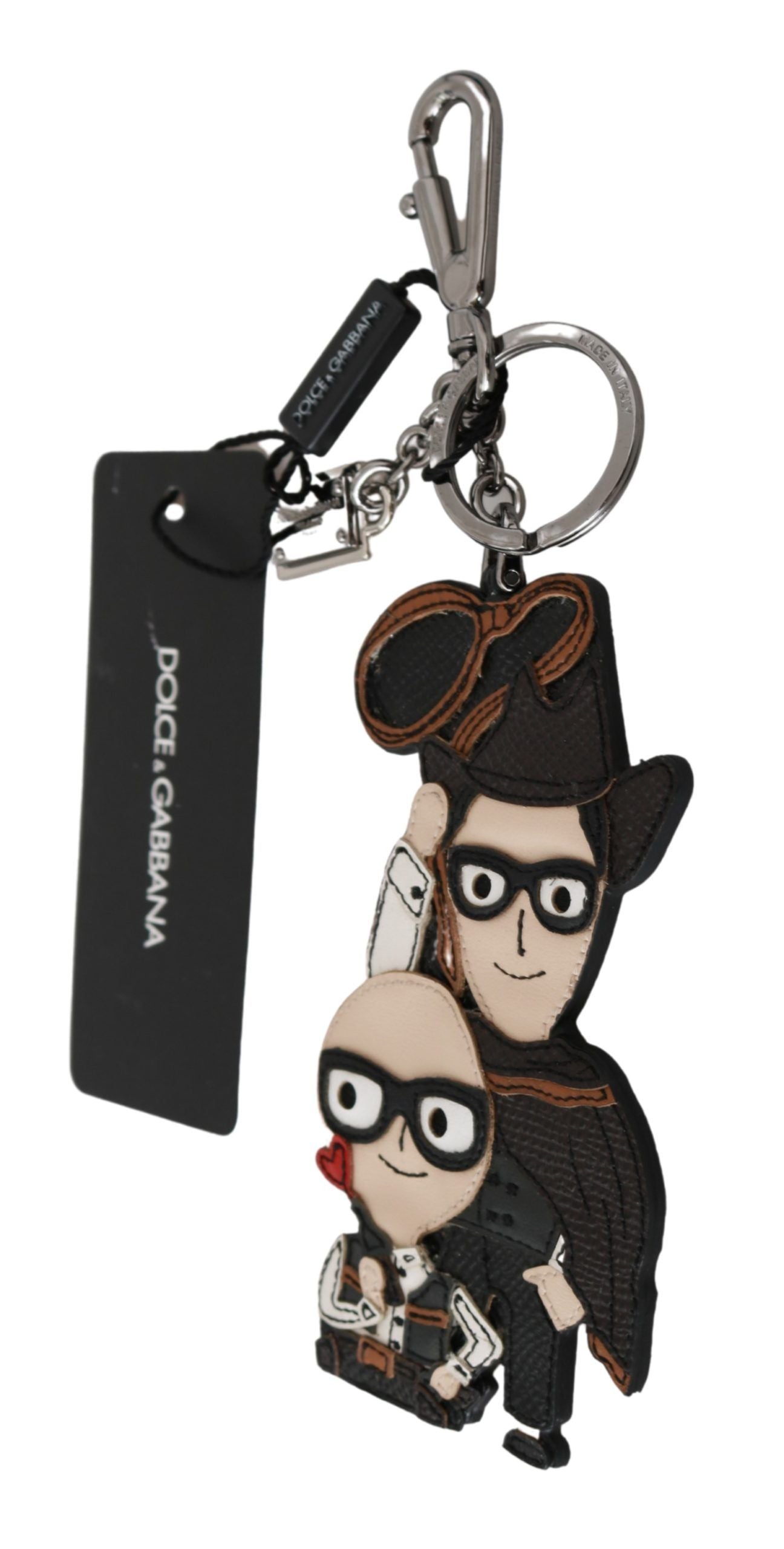 Chic Leather-Trim Keychain with Brass Accents - ventzia