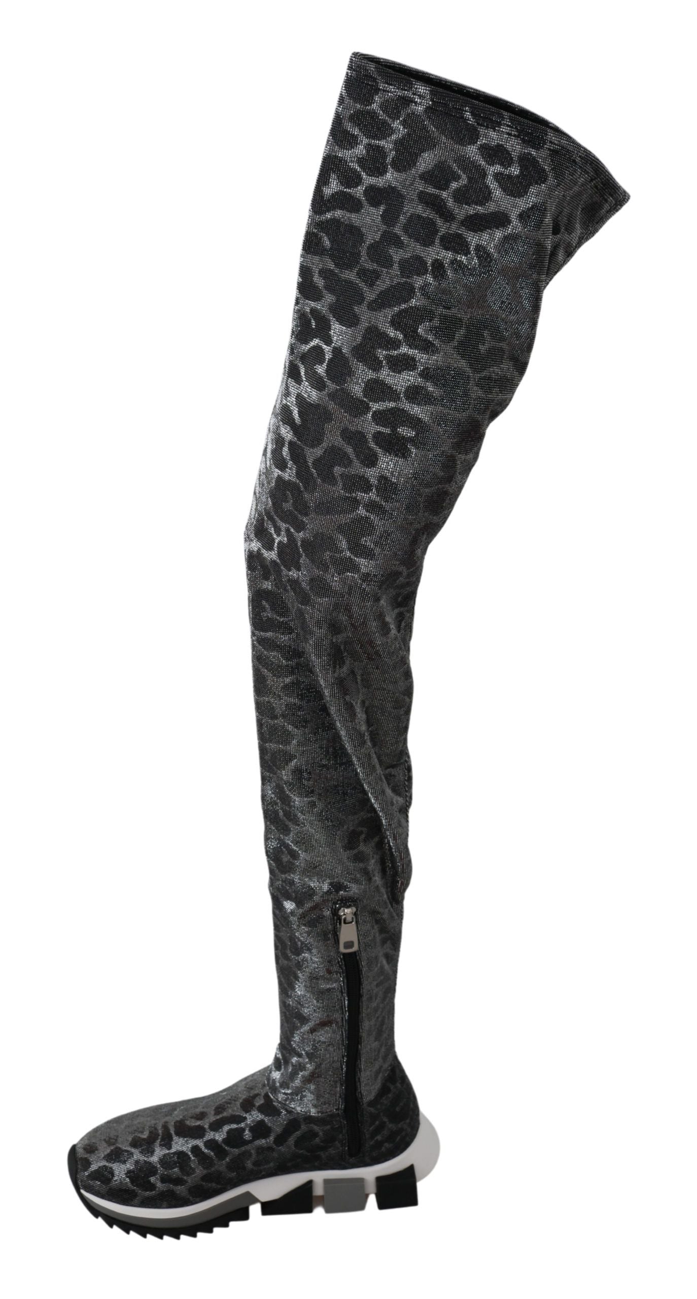 Elegant Leopard Booties Above Knee Shoes - ventzia