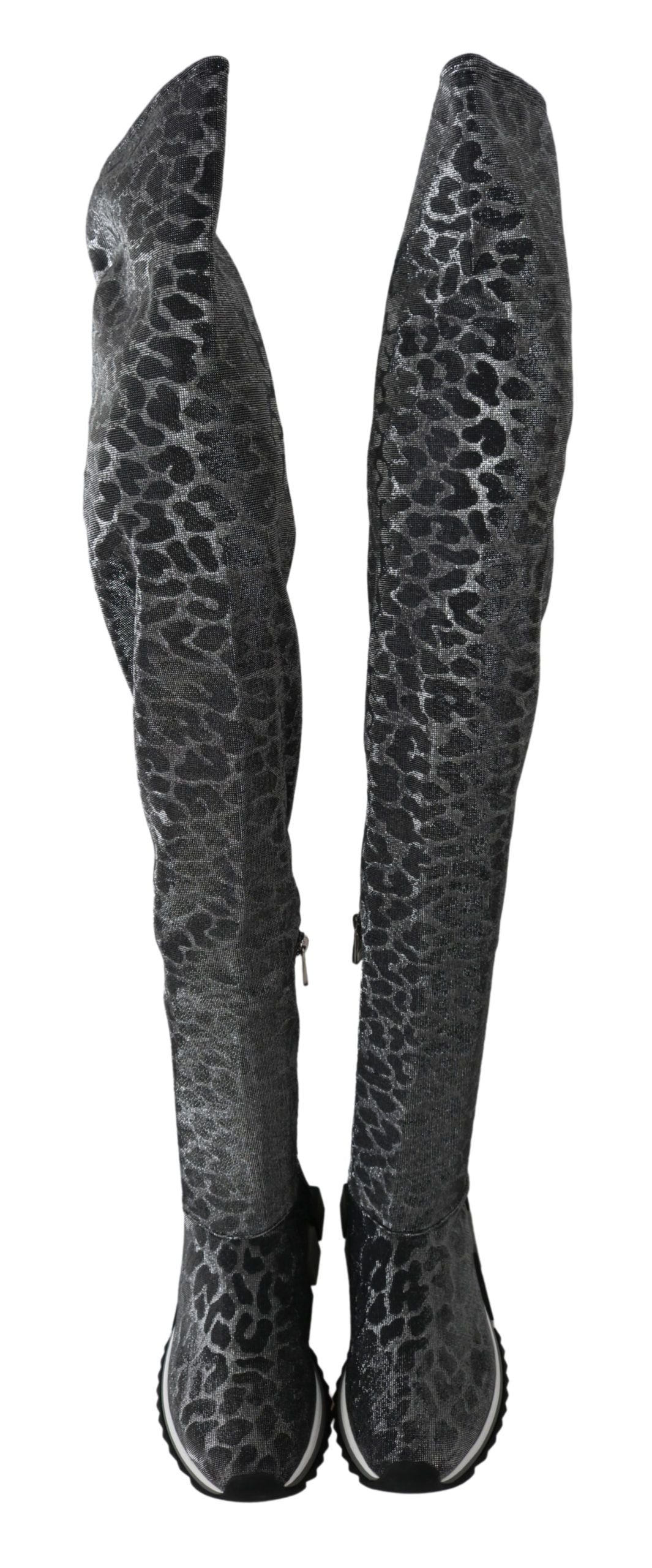 Elegant Leopard Booties Above Knee Shoes - ventzia