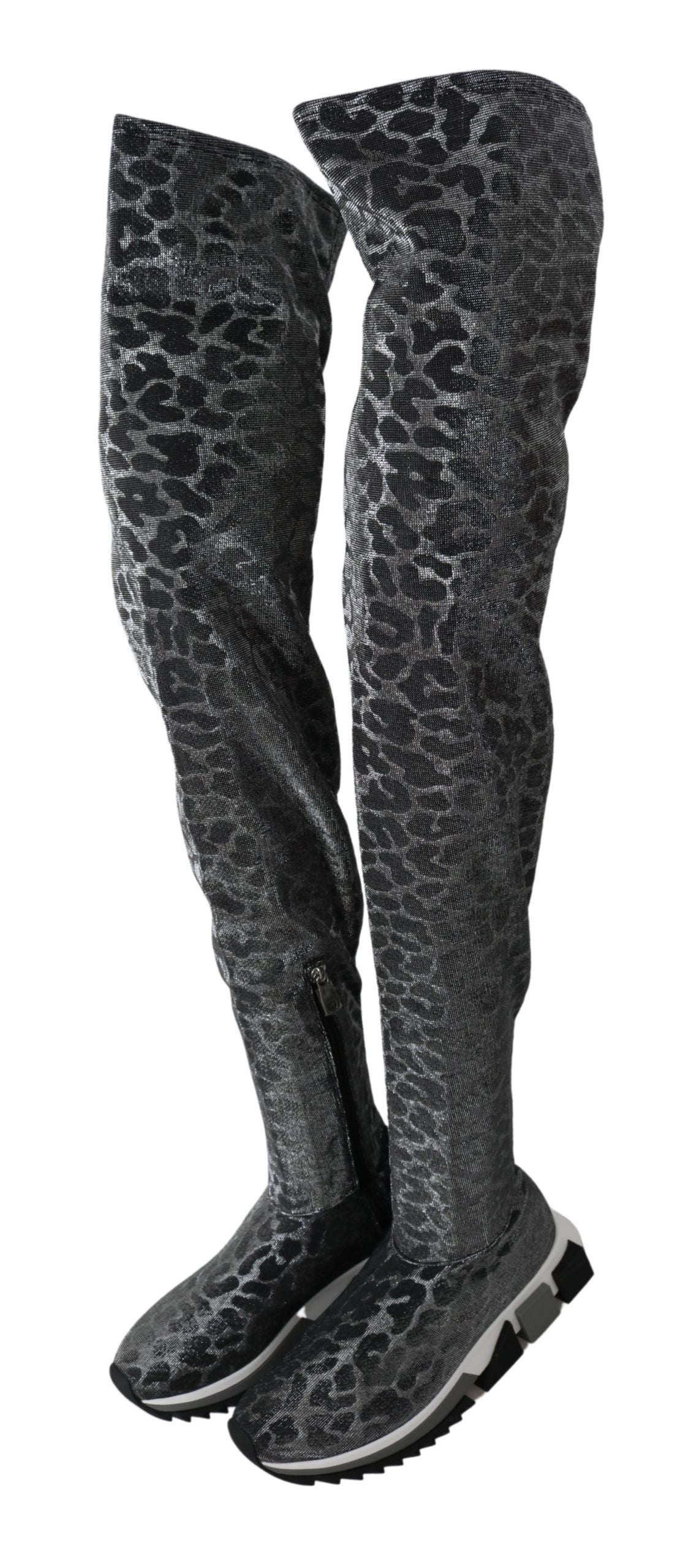 Elegant Leopard Booties Above Knee Shoes - ventzia