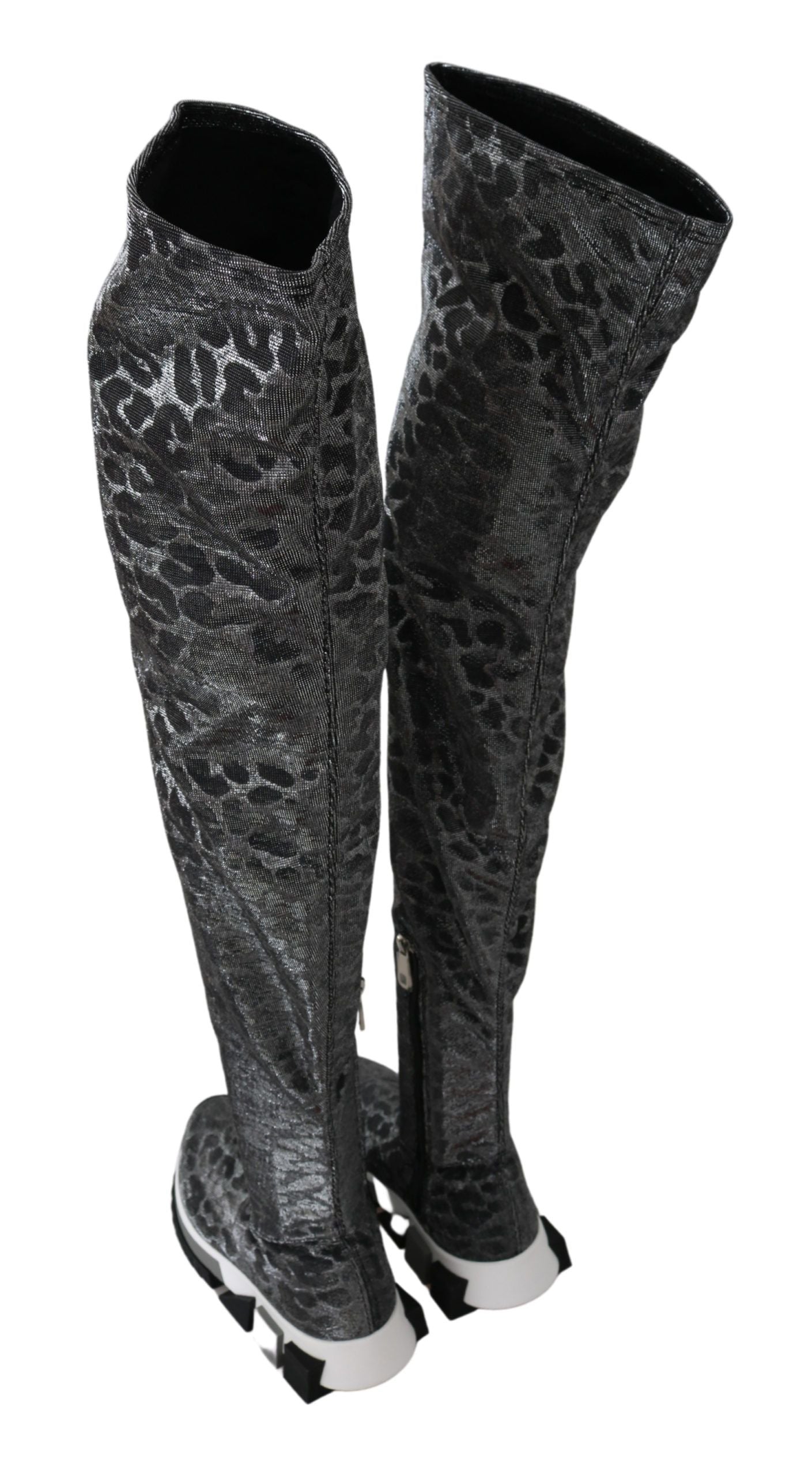 Elegant Leopard Booties Above Knee Shoes - ventzia
