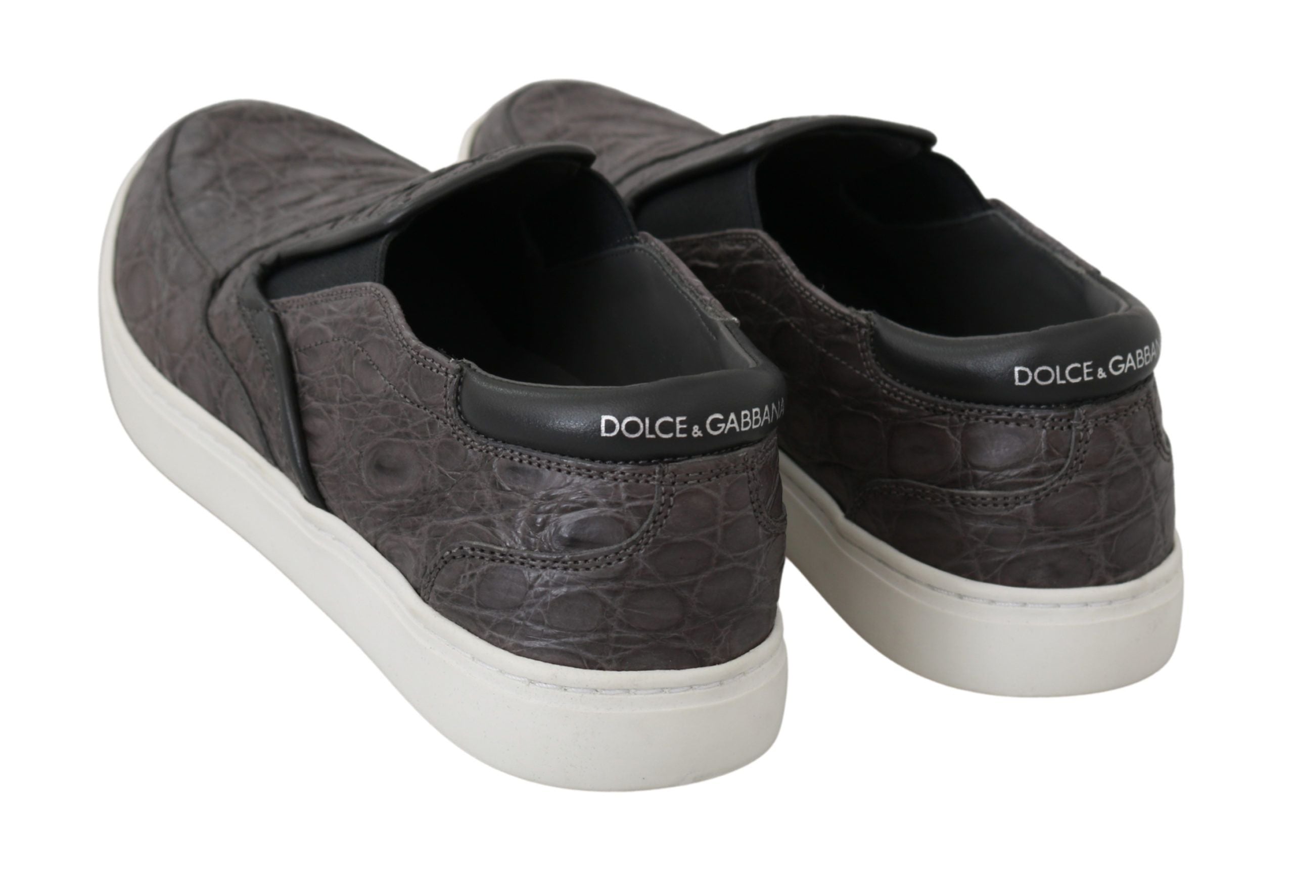 Elegant Gray Caiman Leather Loafers - ventzia