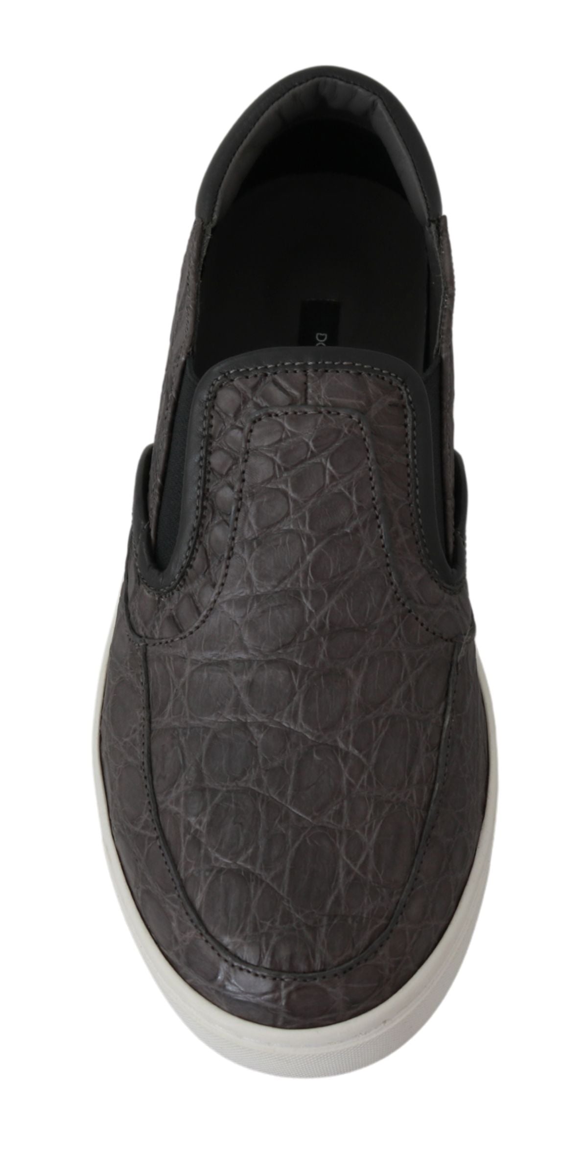 Elegant Gray Caiman Leather Loafers - ventzia