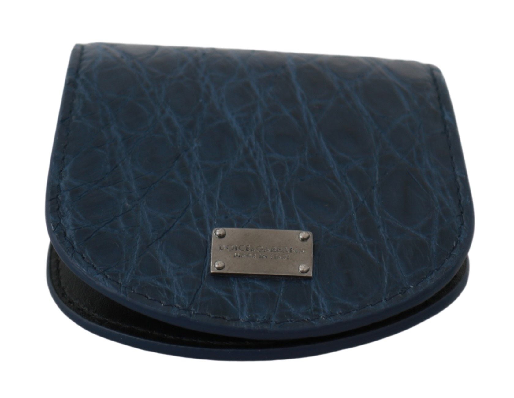 Elegant Blue Caimano Leather Condom Case Wallet - ventzia