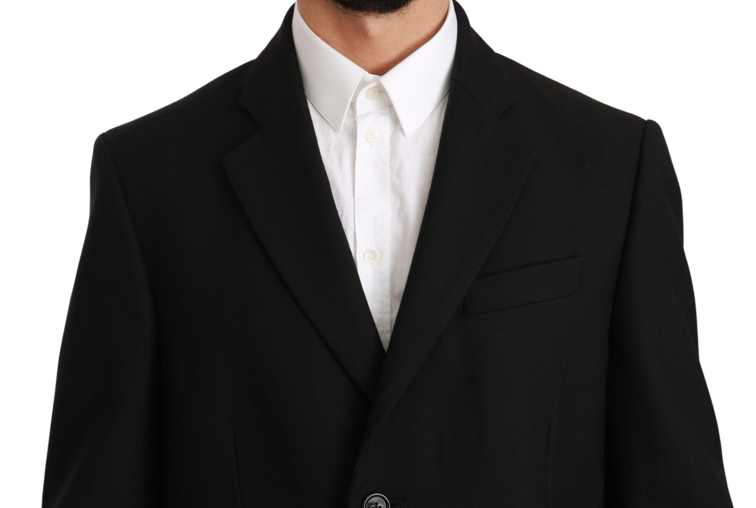 Elegant Black Wool Formal Blazer - ventzia