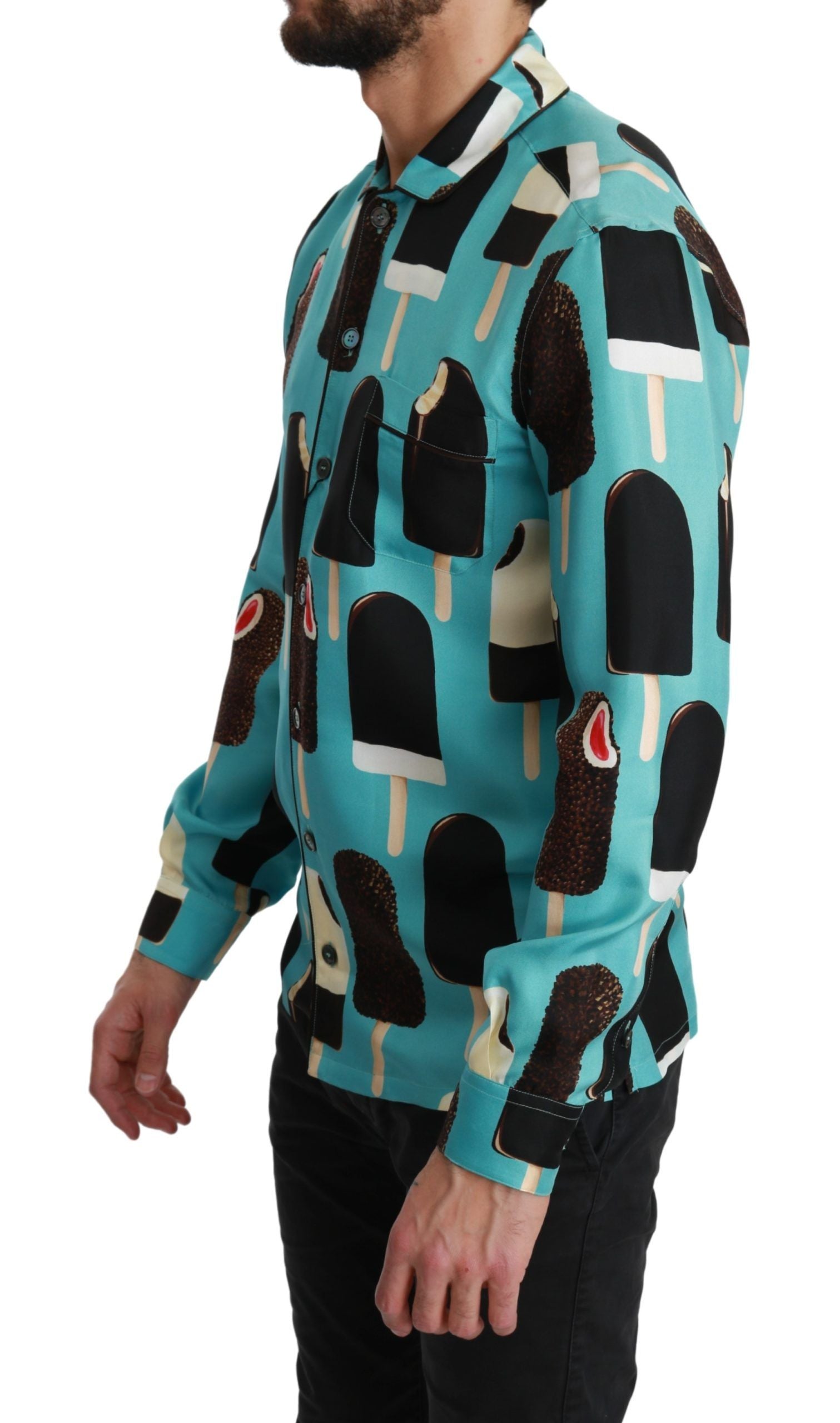 Exclusive Silk Blend Ice-Cream Print Shirt - ventzia
