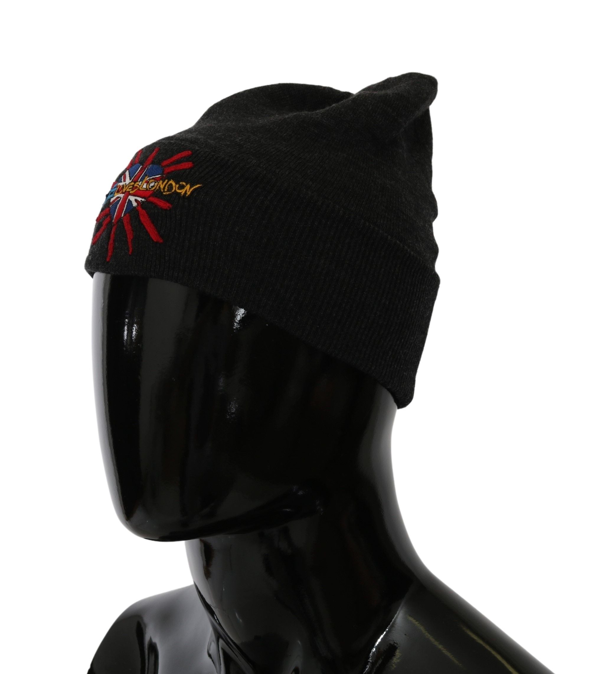 Chic Gray Beanie with Exclusive Embroidery - ventzia