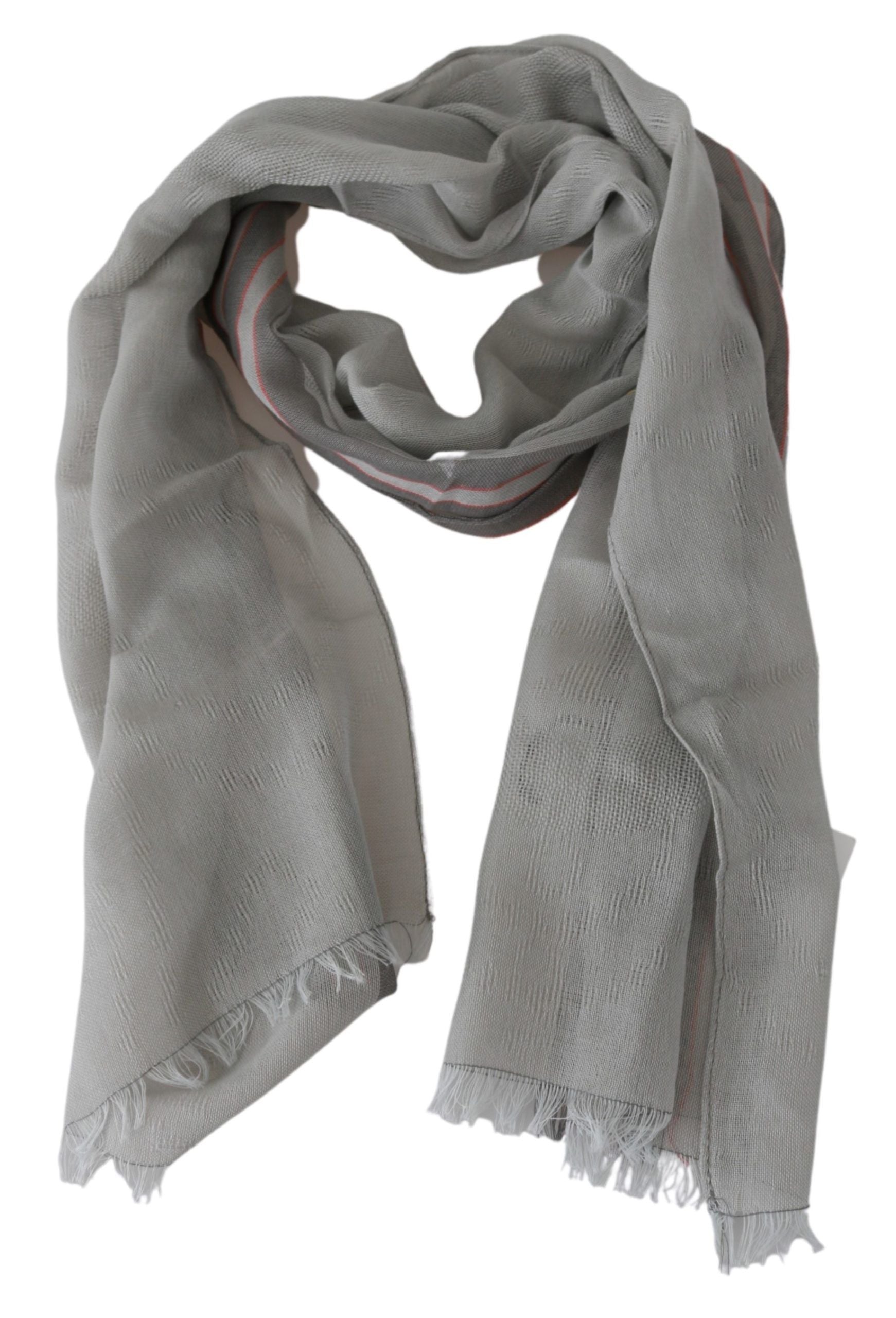 Elegant Gray Cotton Men's Scarf - ventzia