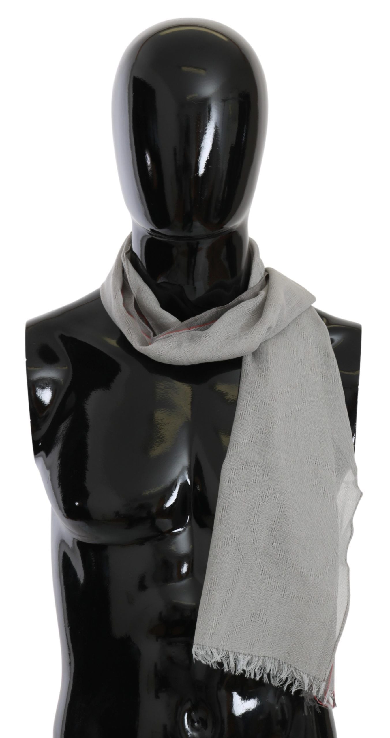 Elegant Gray Cotton Men's Scarf - ventzia