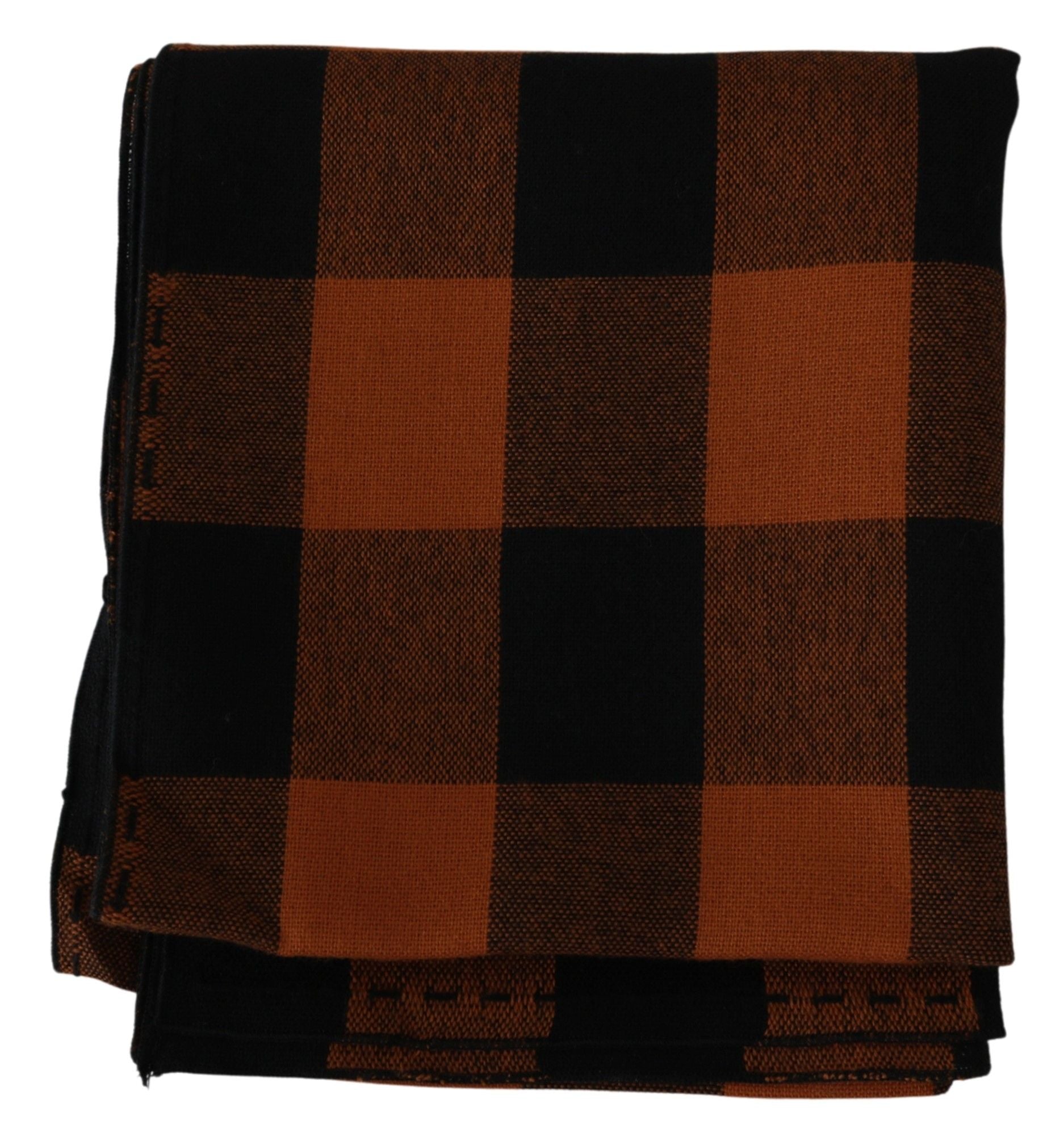 Chic Orange Check Wool Blend Scarf - ventzia