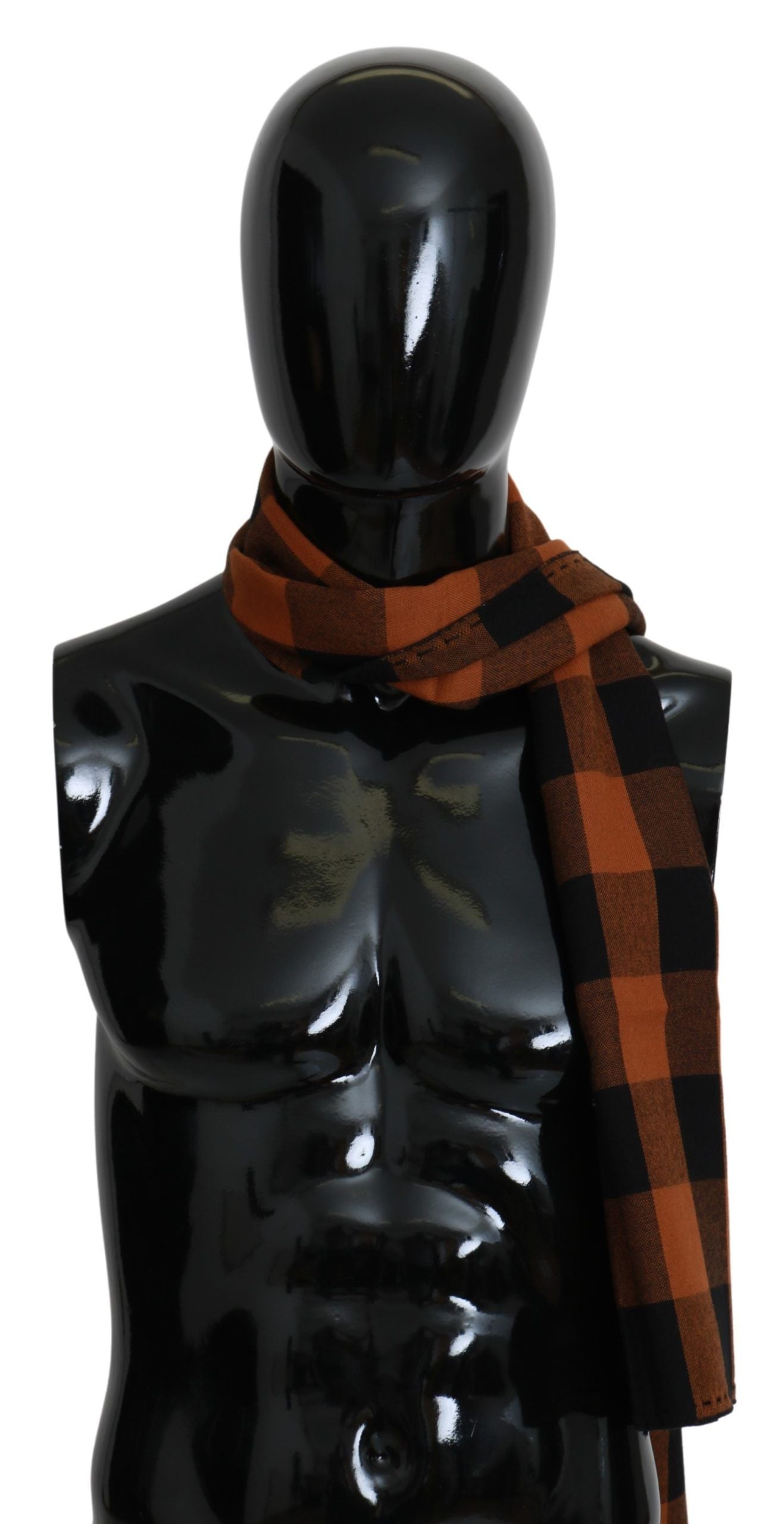 Chic Orange Check Wool Blend Scarf - ventzia