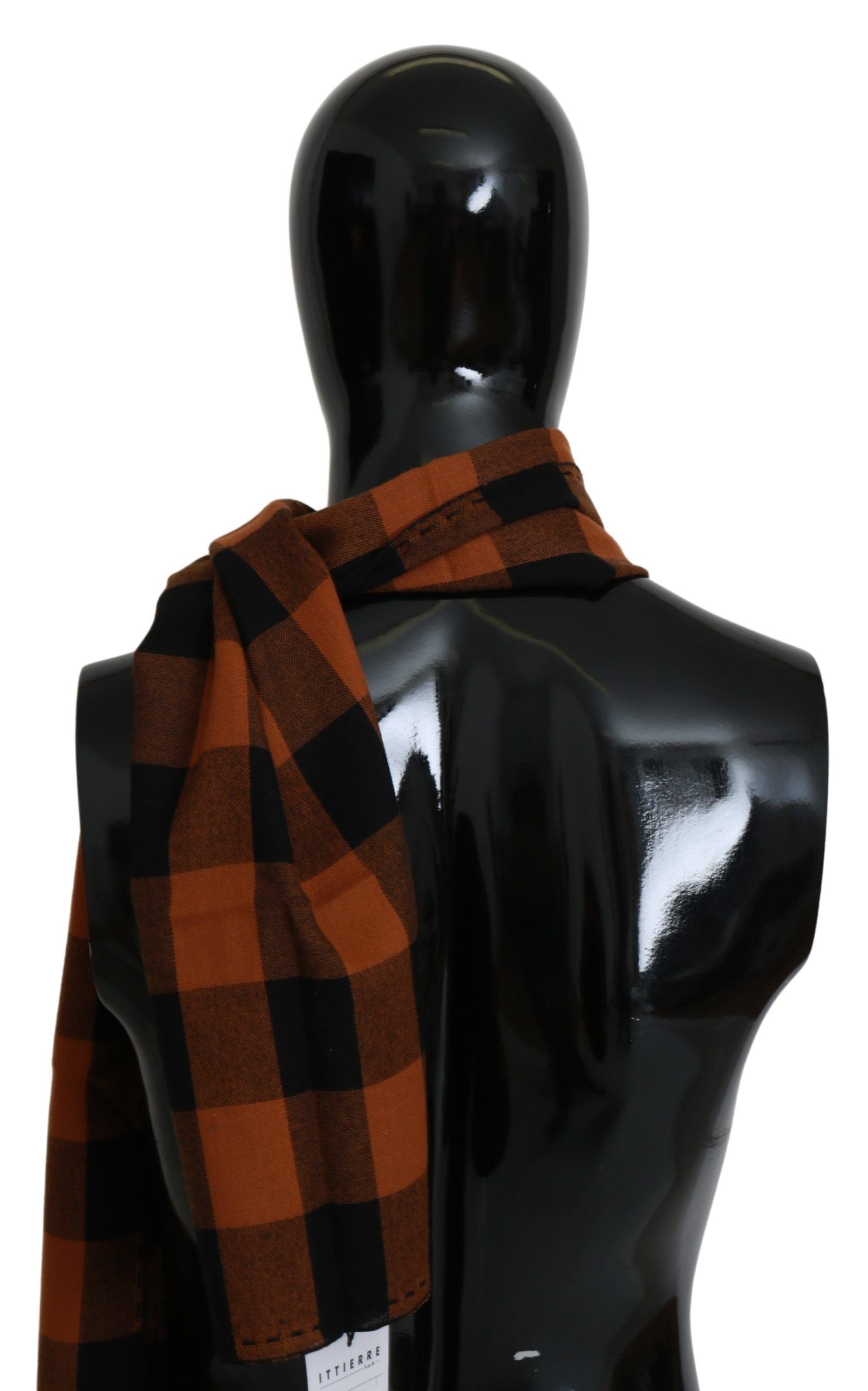 Chic Orange Check Wool Blend Scarf - ventzia