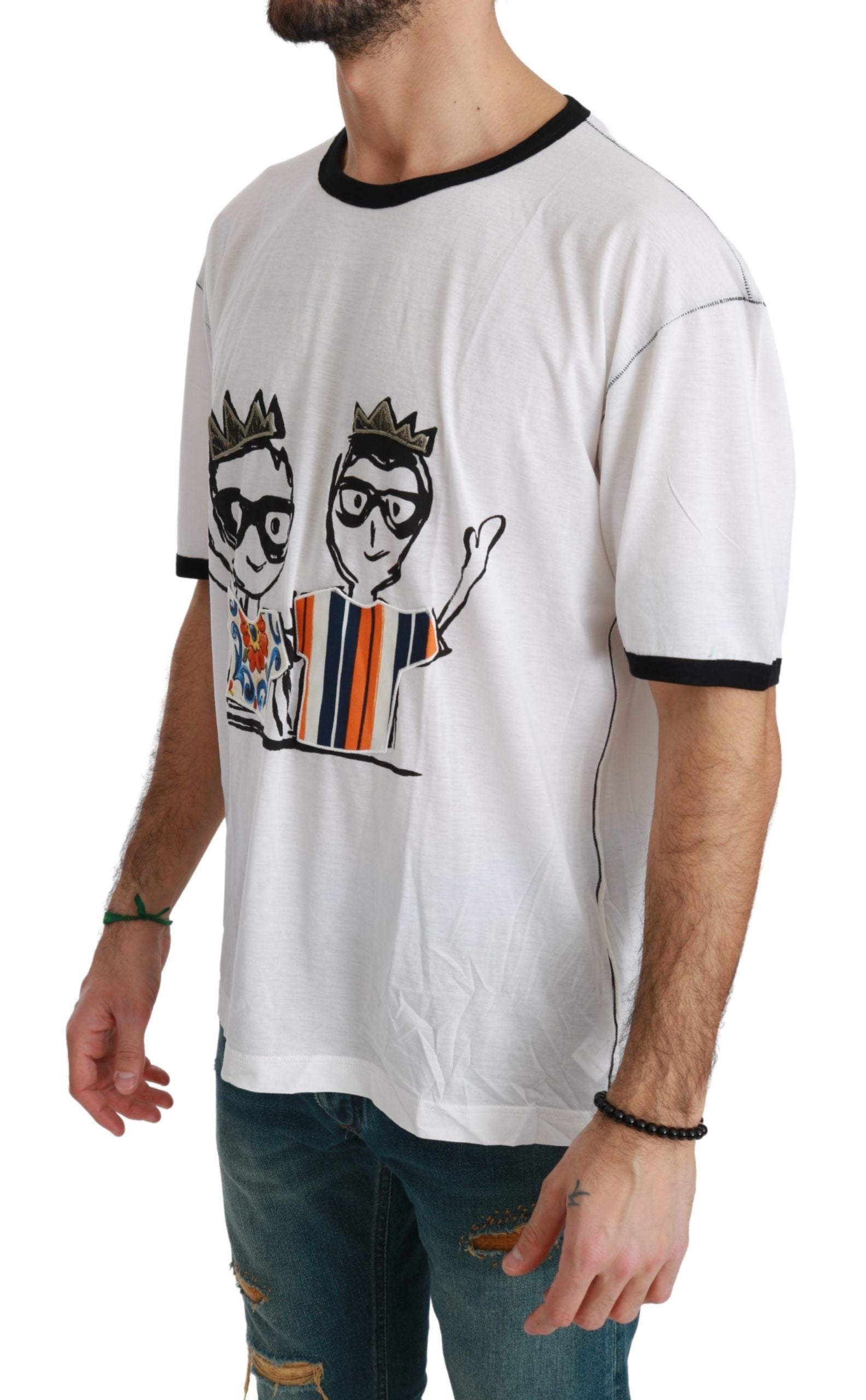 Elegant White Silk-Blend Men's T-Shirt - ventzia