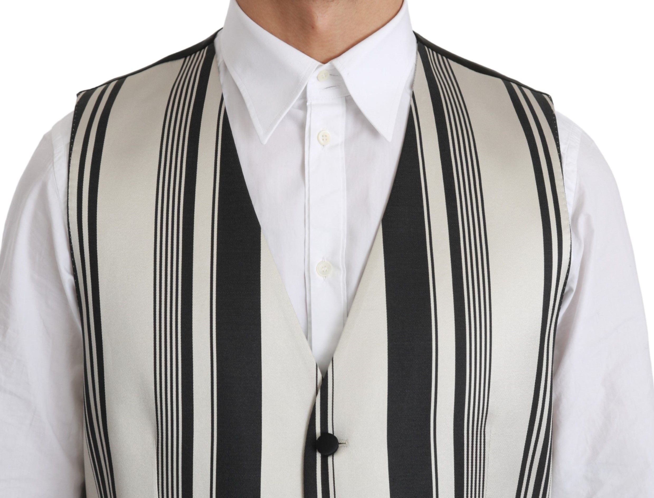 Stripe Cotton Silk Dress Vest - ventzia