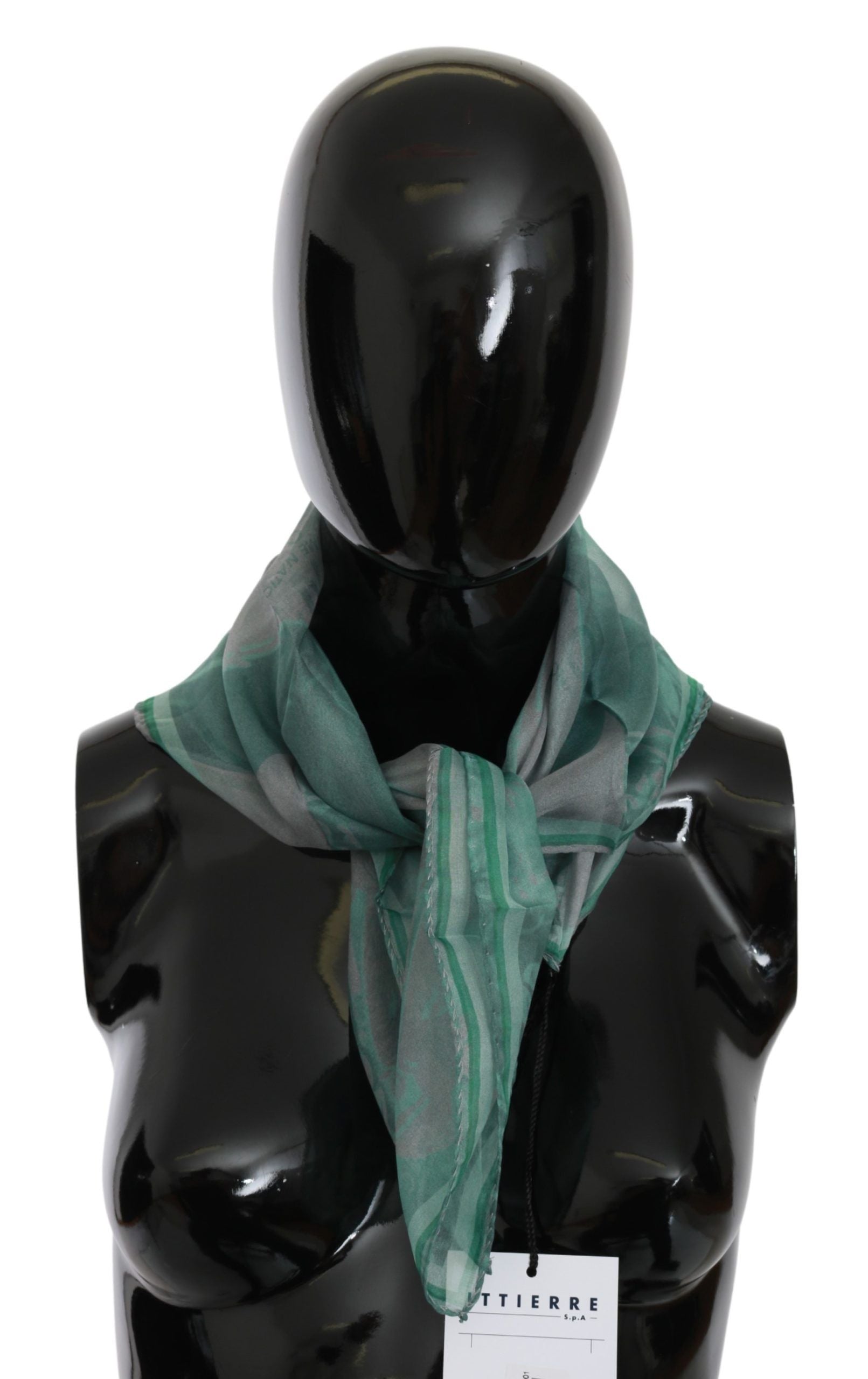 Elegant Silk Green Printed Scarf - ventzia