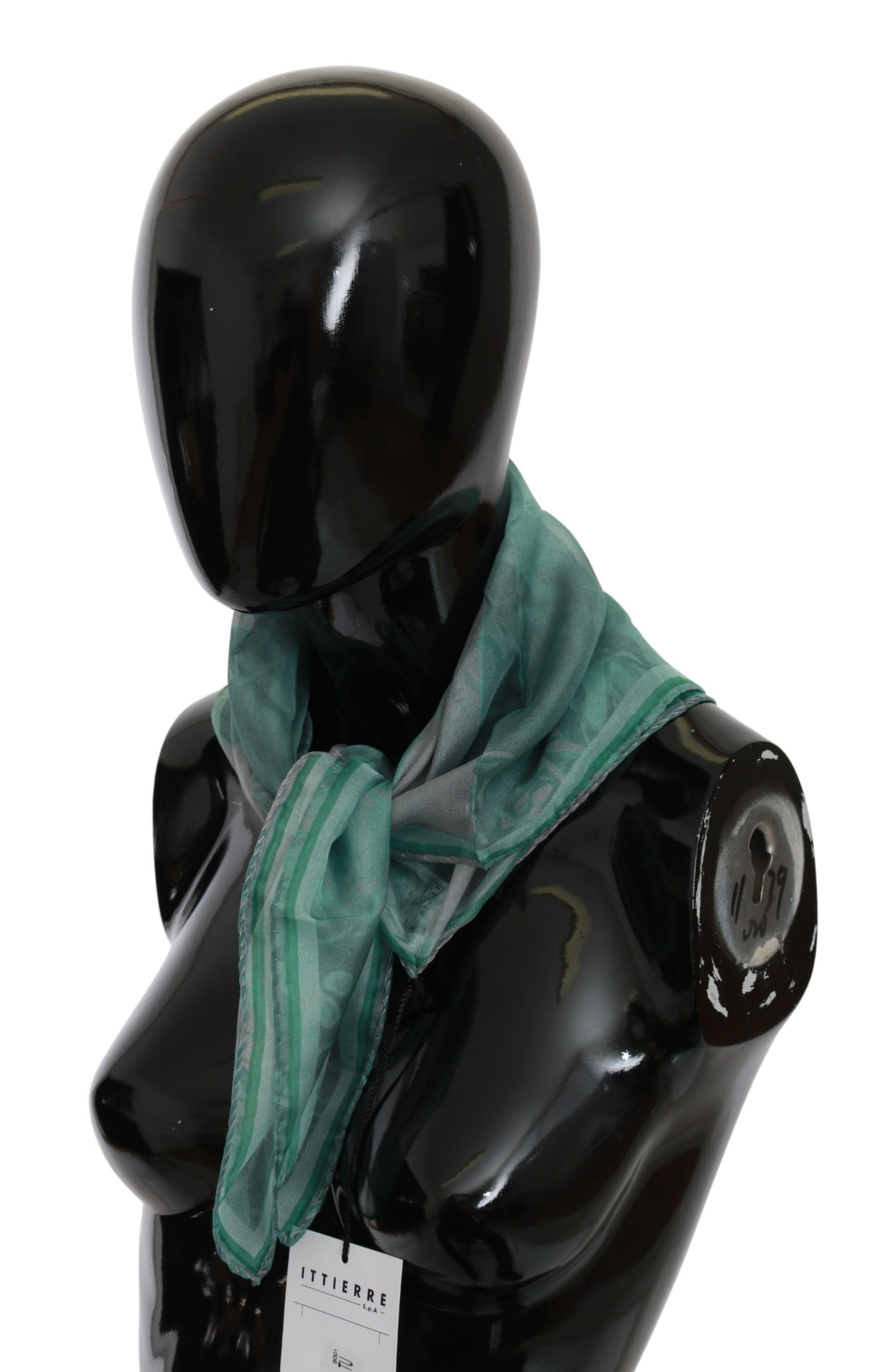 Elegant Silk Green Printed Scarf - ventzia