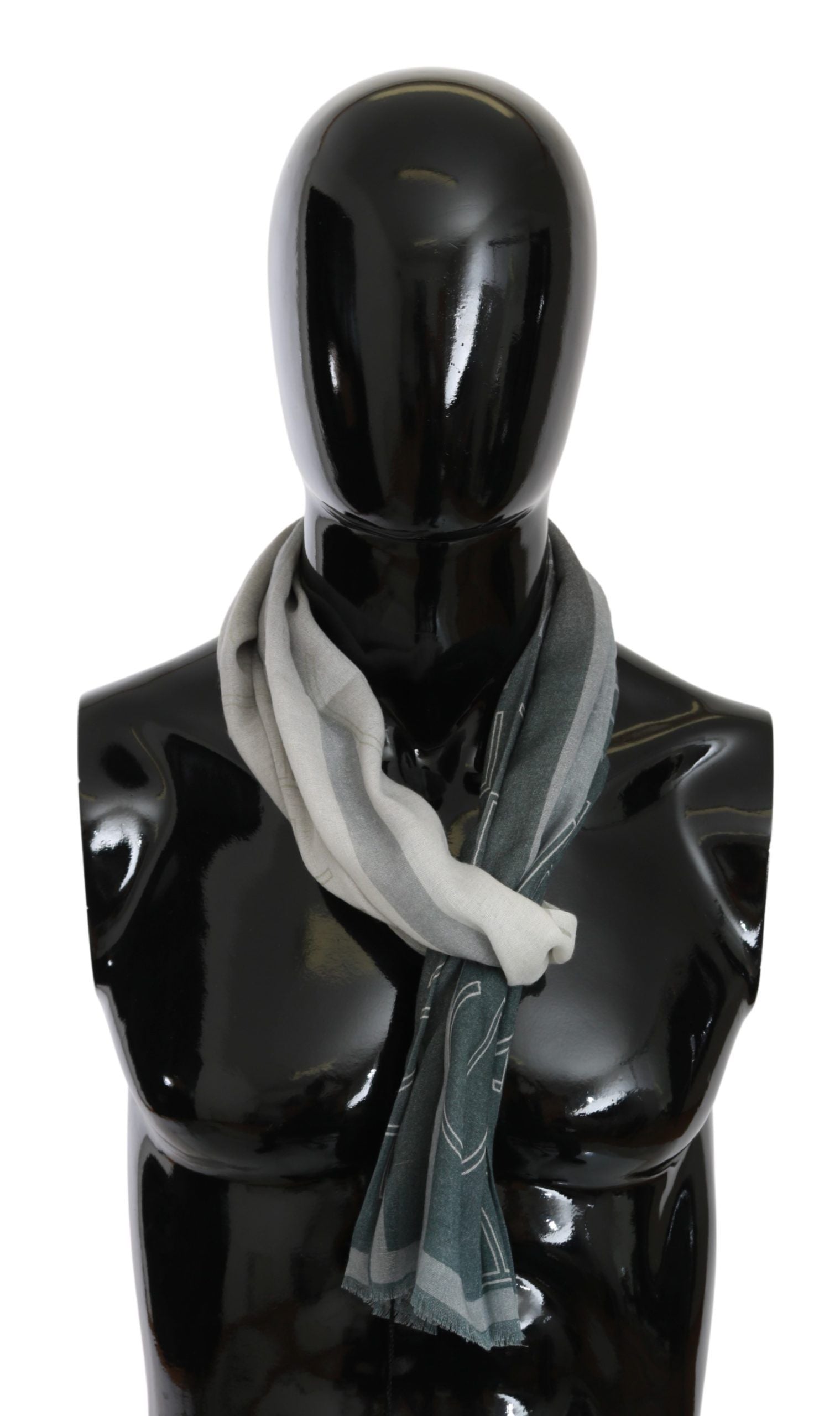 Elegant Blue Gray Patterned Scarf - ventzia