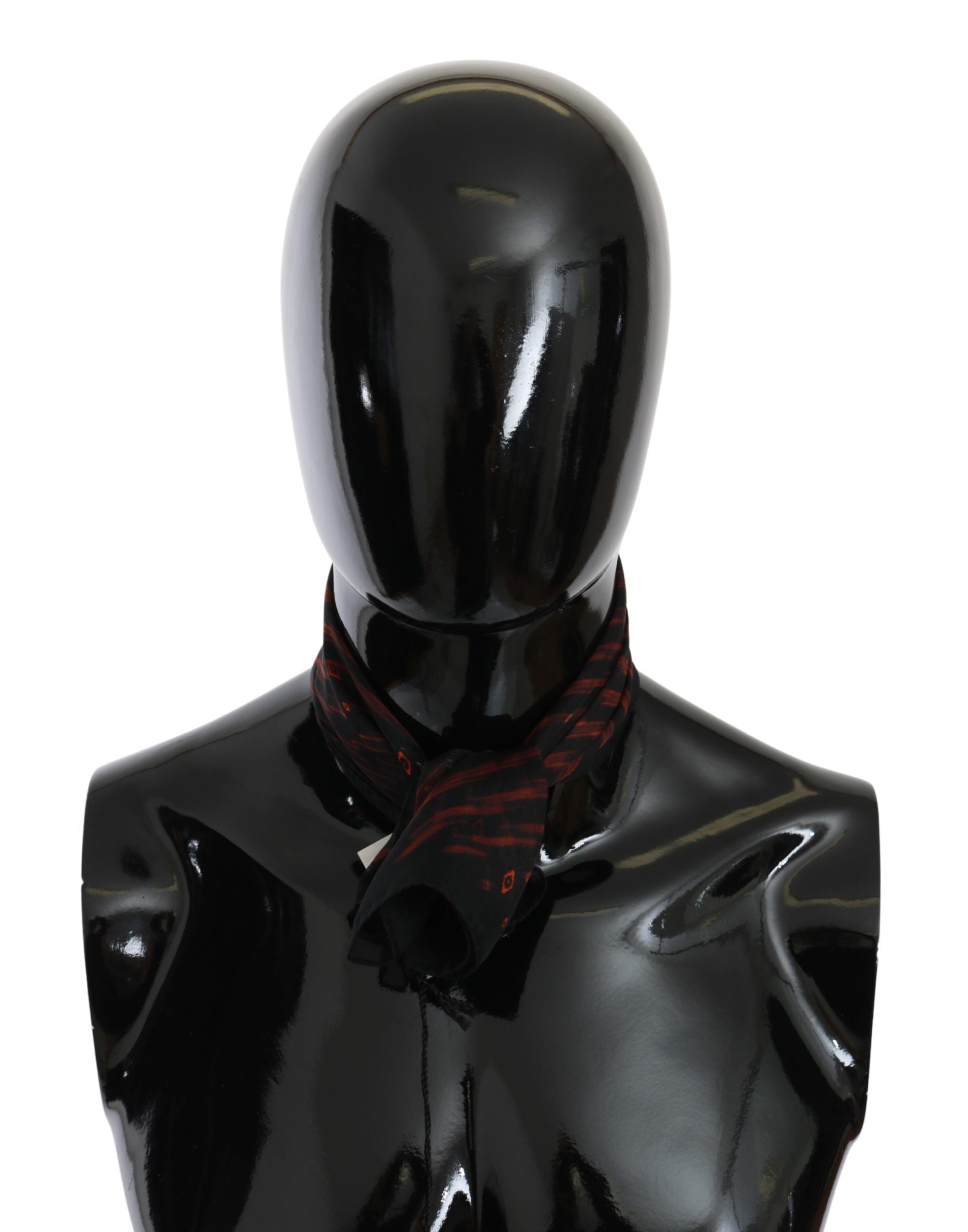 Elegant Silk Scarf Bandana Hat in Black Orange - ventzia