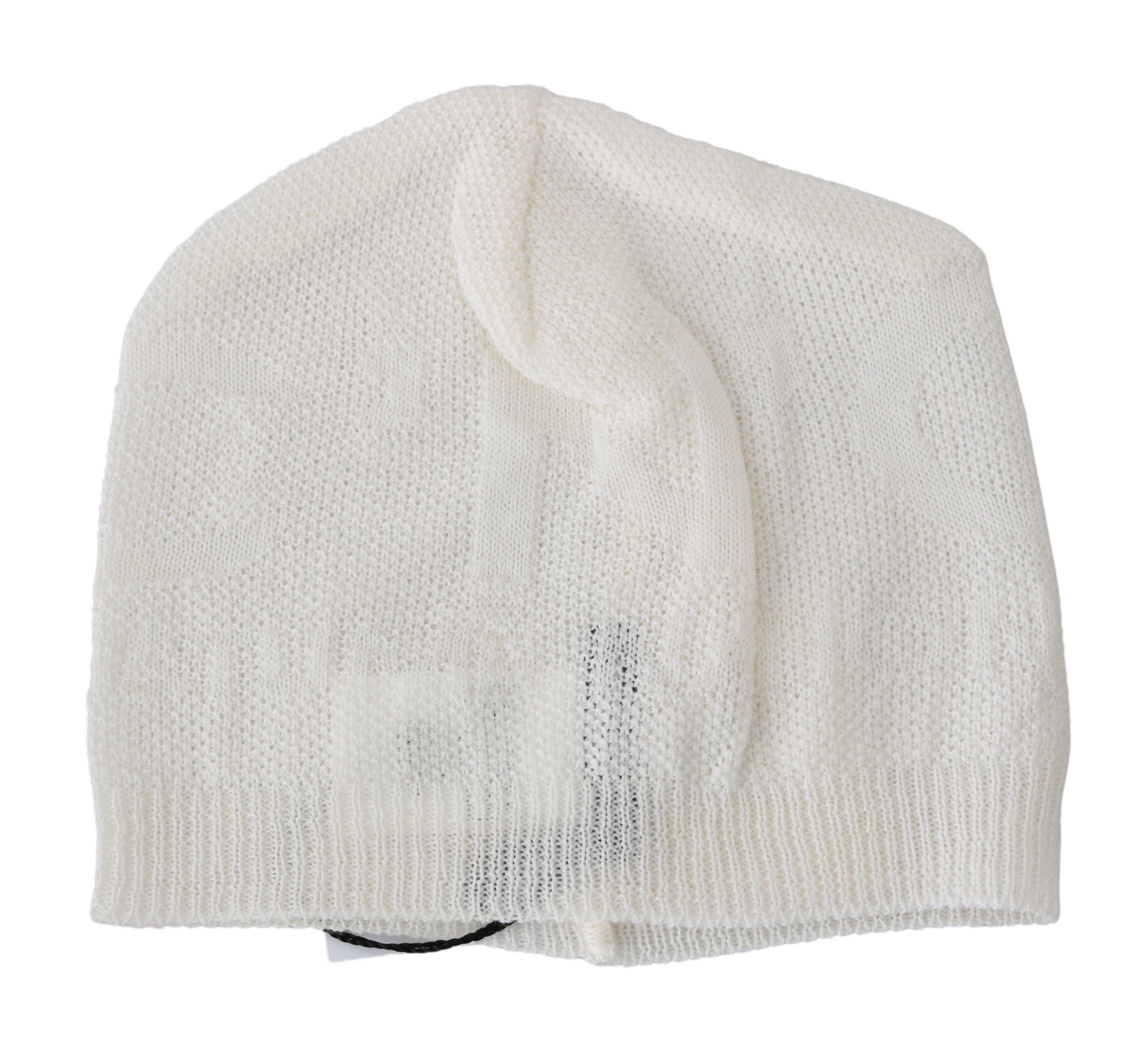 Elegant White Wool Blend Beanie Hat - ventzia