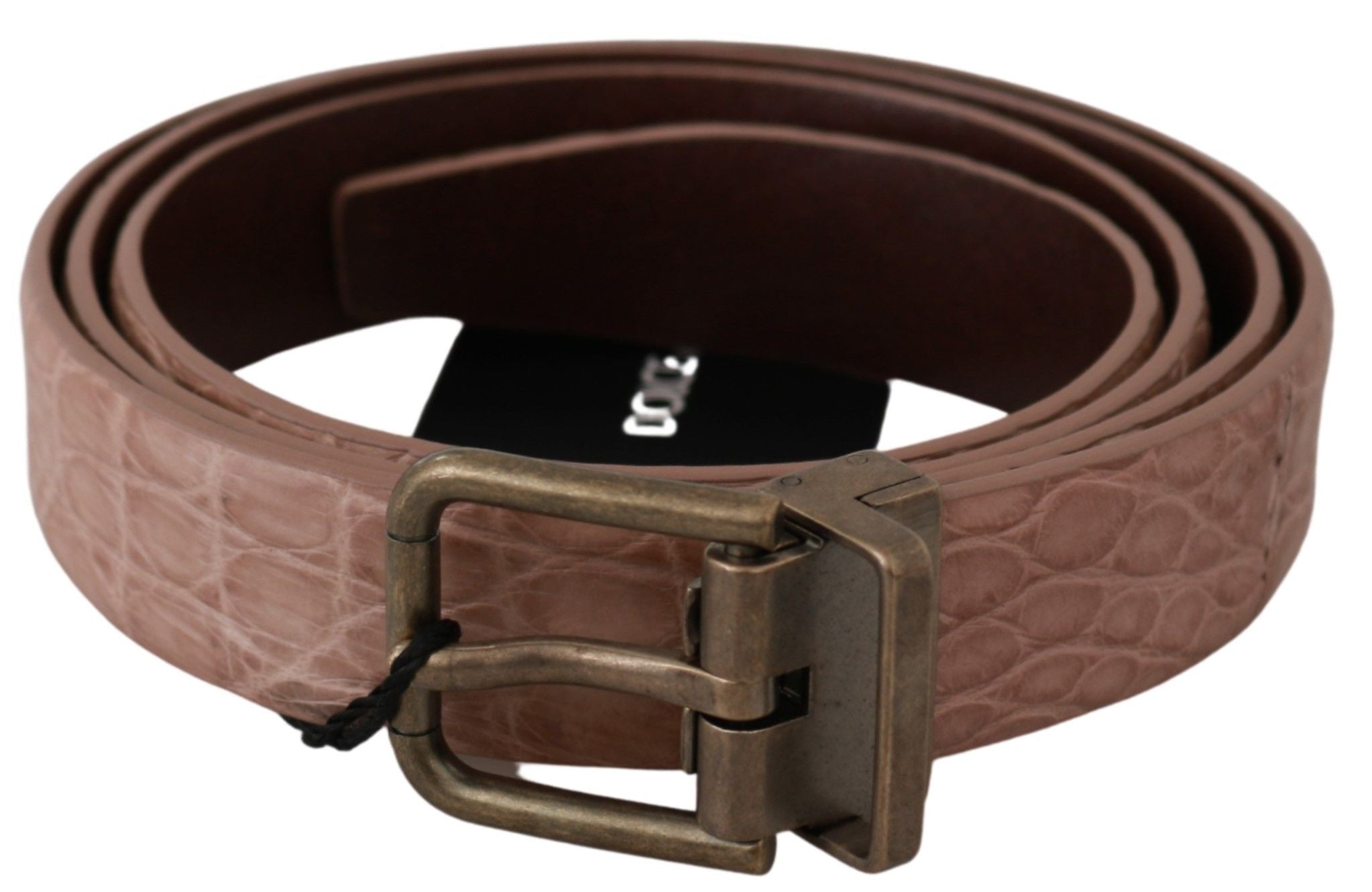 Elegant Exotic Skin Brushed Gold Buckle Belt - ventzia