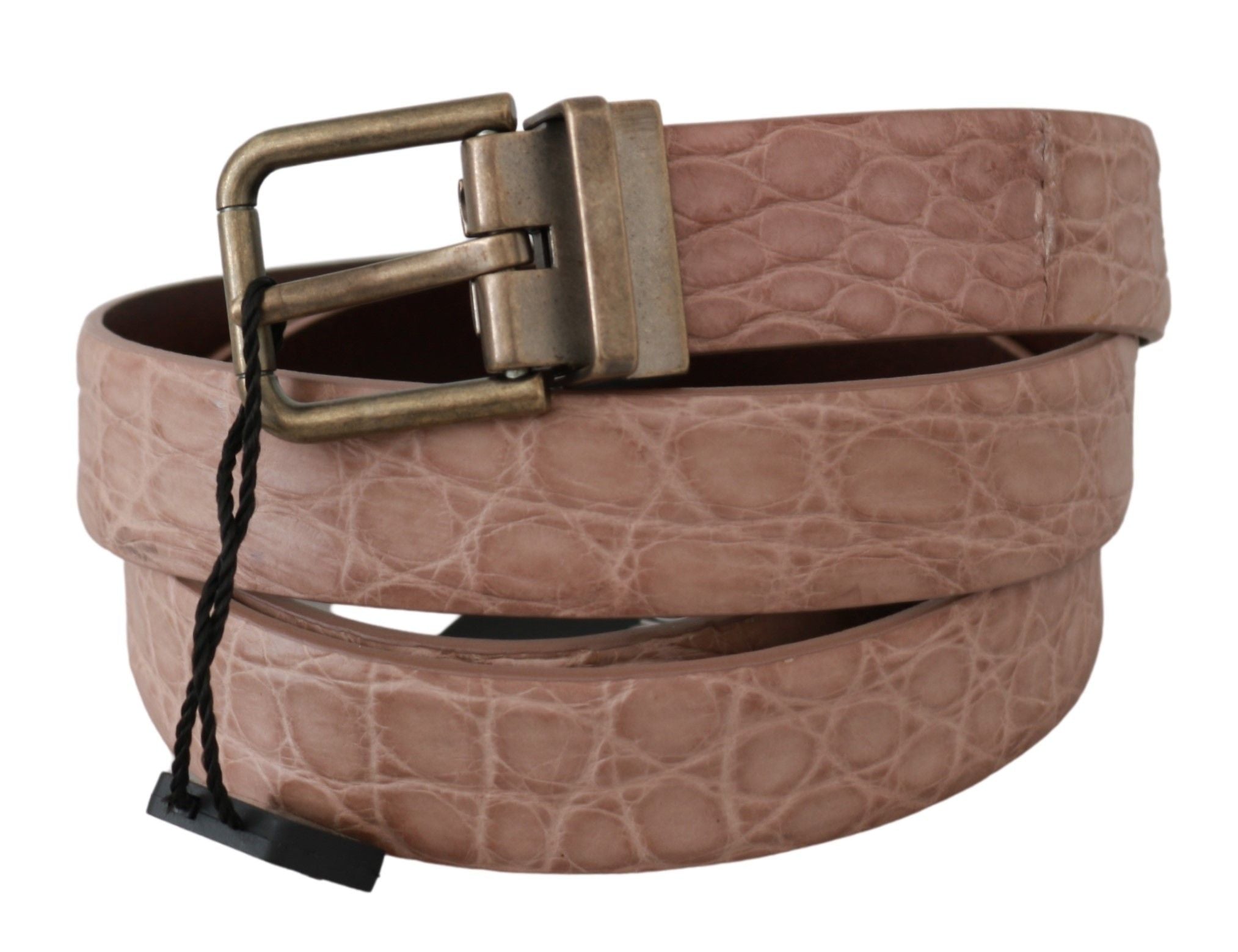 Elegant Exotic Skin Brushed Gold Buckle Belt - ventzia