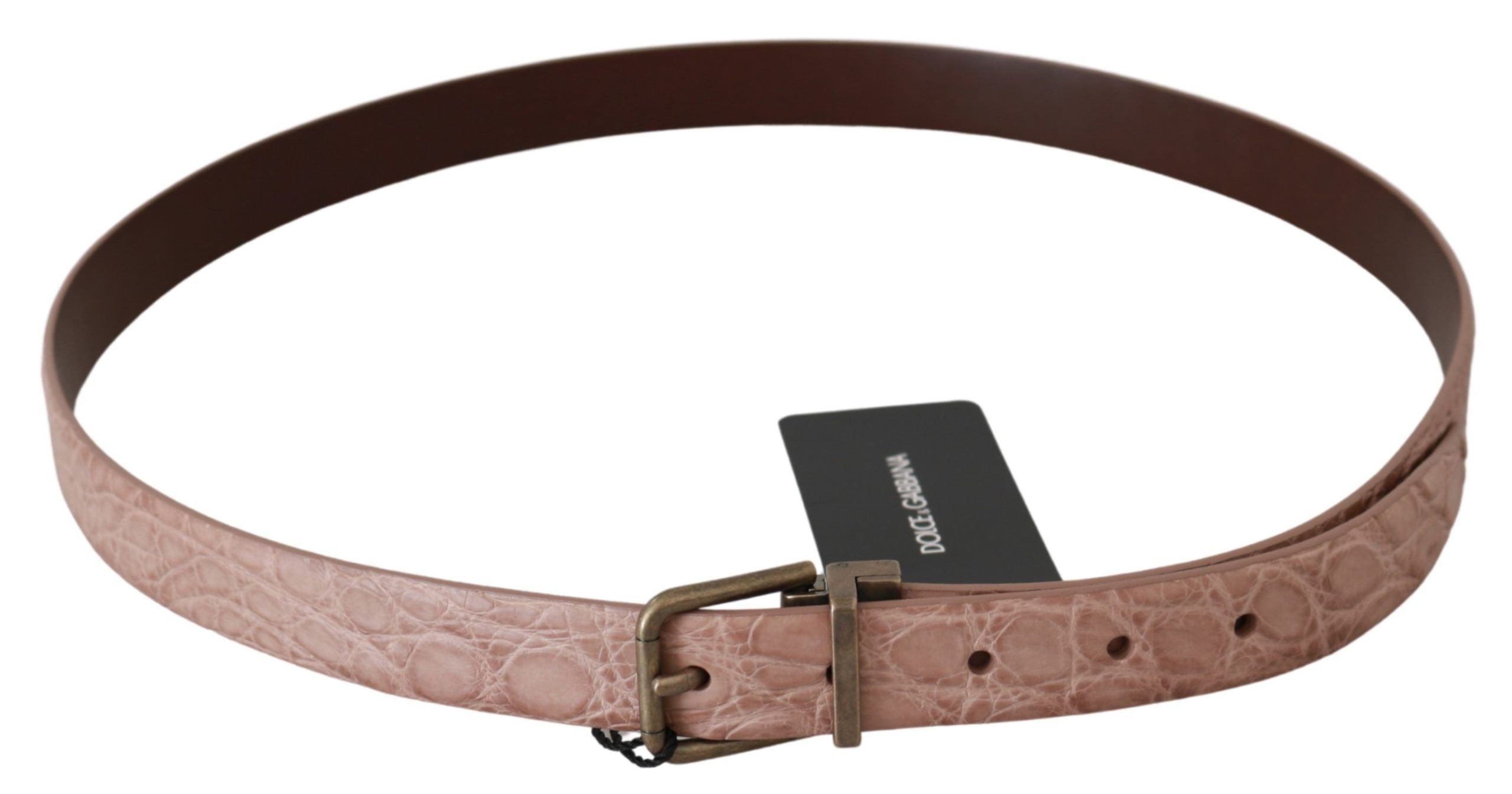 Elegant Exotic Skin Brushed Gold Buckle Belt - ventzia