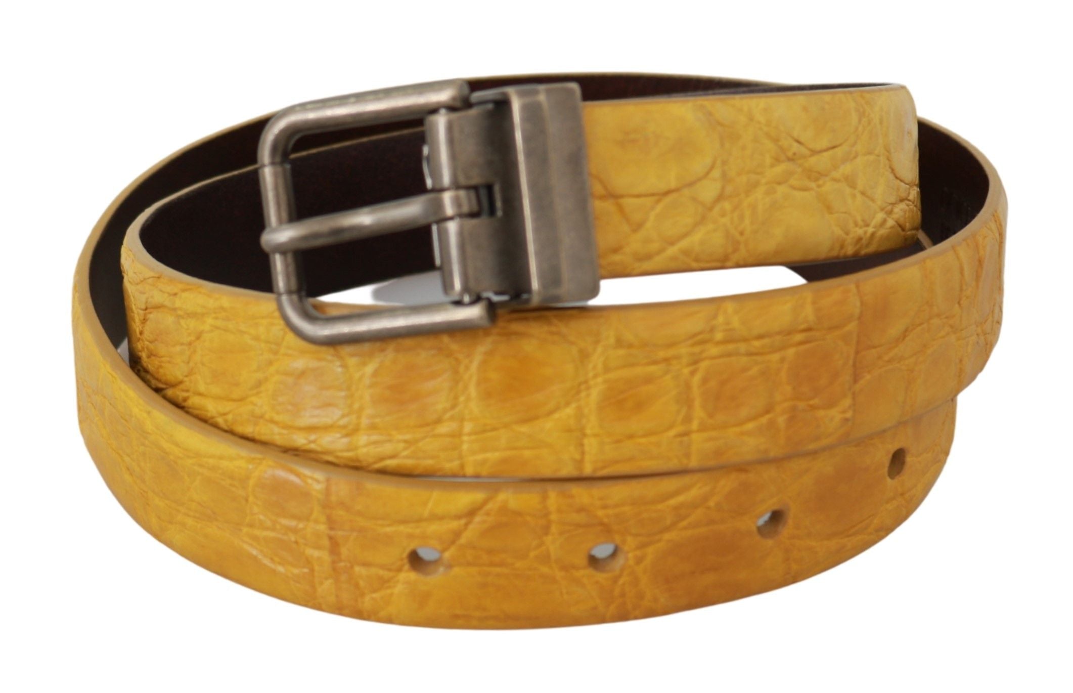 Exotic Yellow Animal Pattern Leather Belt - ventzia