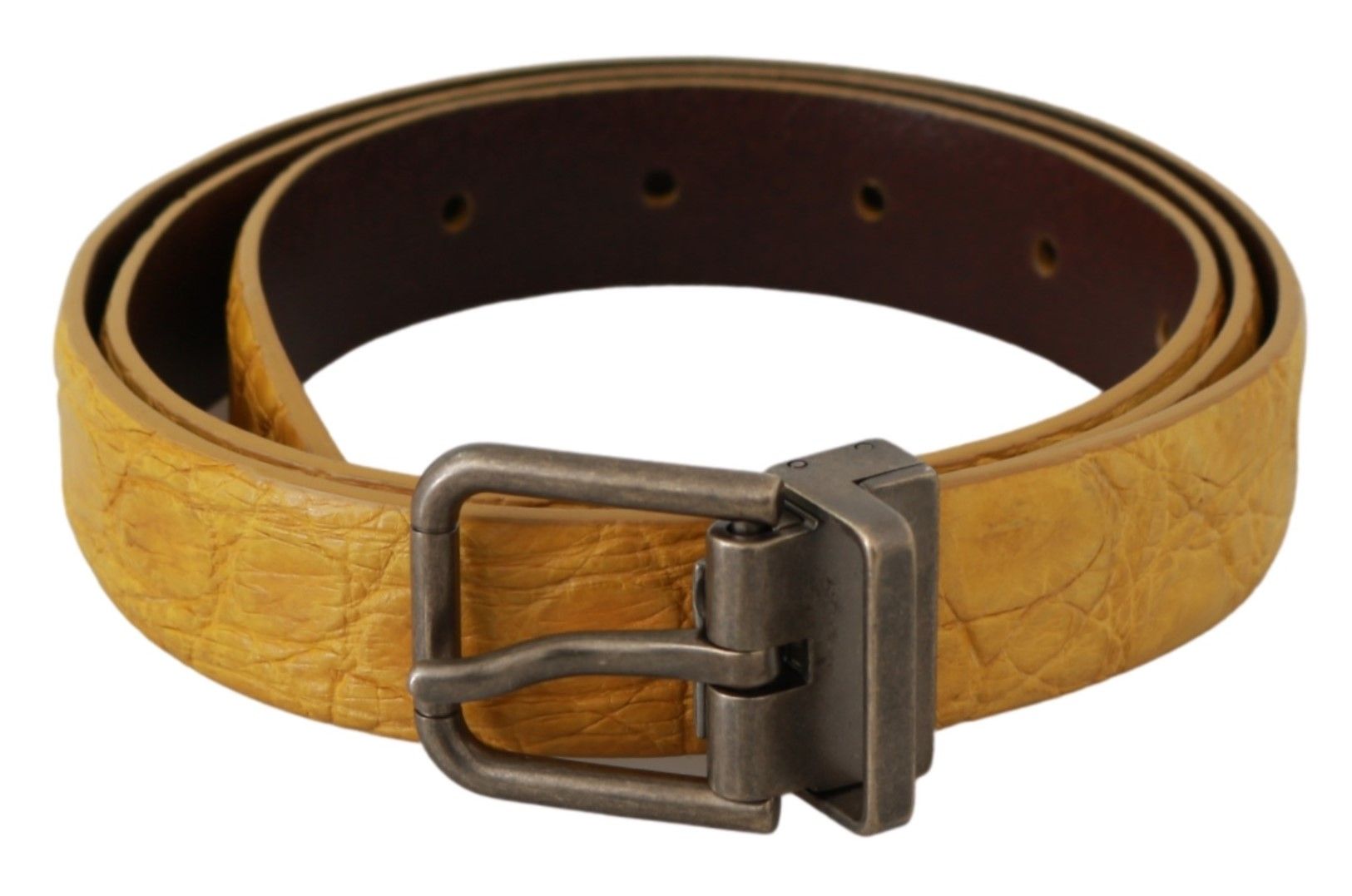 Exotic Yellow Animal Pattern Leather Belt - ventzia