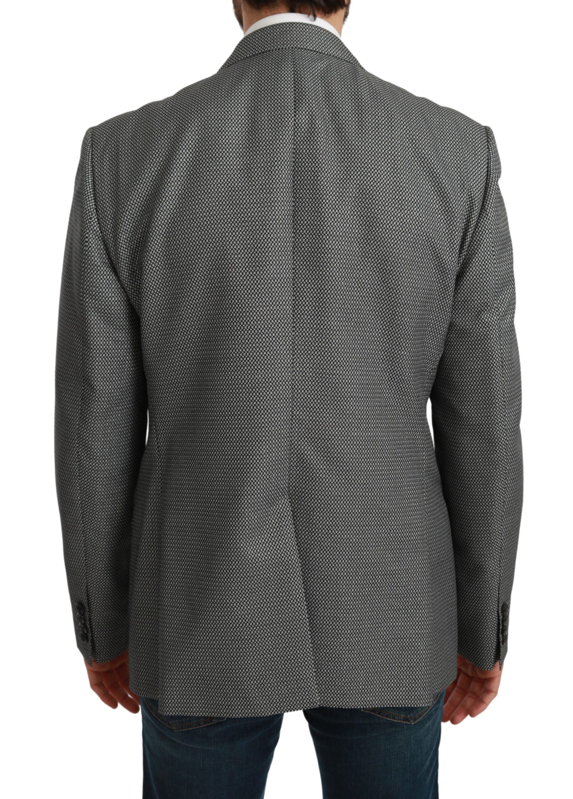 Elegant Gray Fantasy Pattern Slim Fit Blazer - ventzia