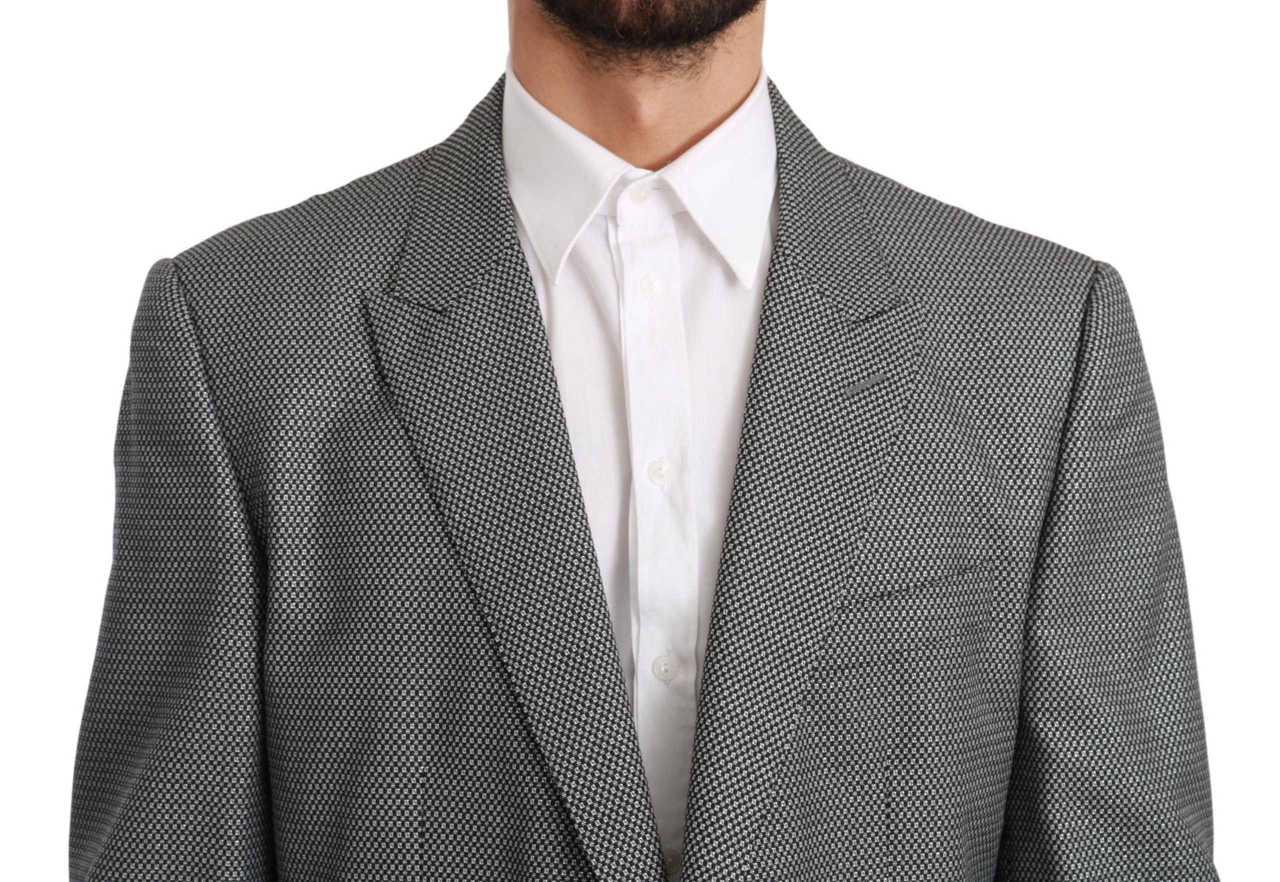 Elegant Gray Fantasy Pattern Slim Fit Blazer - ventzia