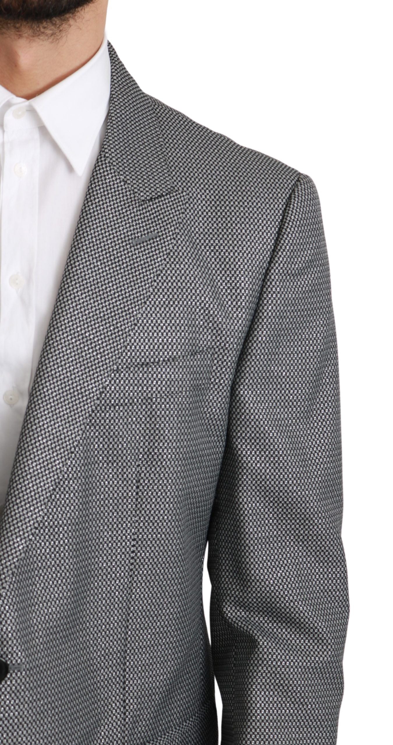Elegant Gray Fantasy Pattern Slim Fit Blazer - ventzia