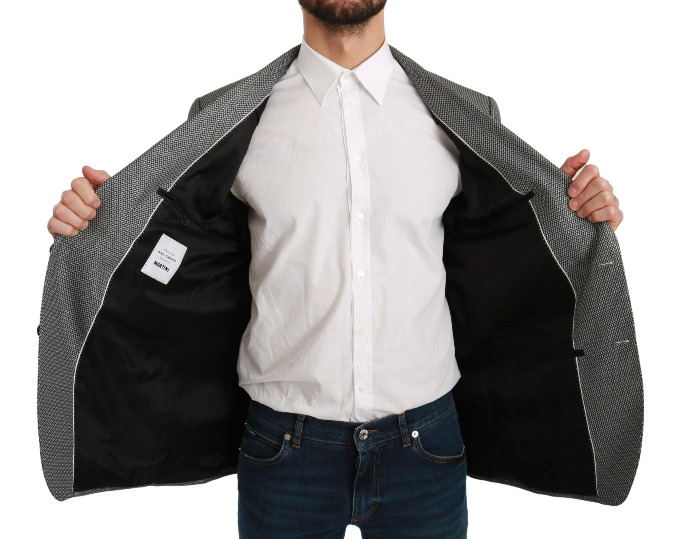 Elegant Gray Fantasy Pattern Slim Fit Blazer - ventzia