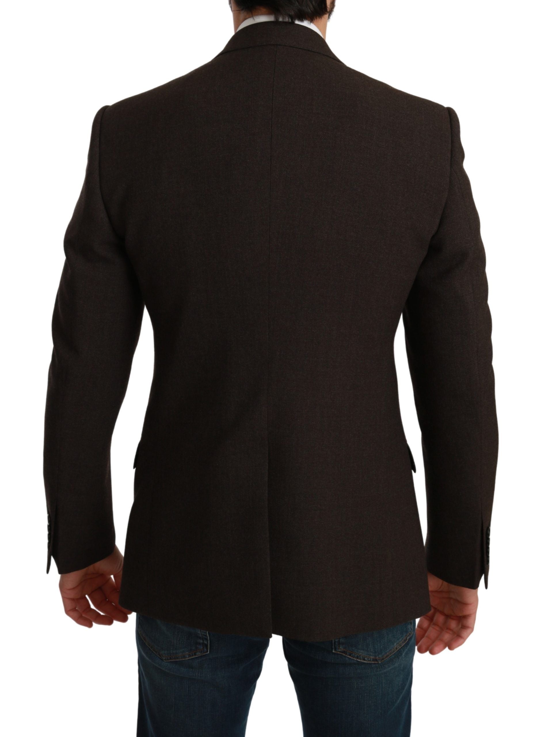 Elegant Brown Virgin Wool Martini Blazer - ventzia