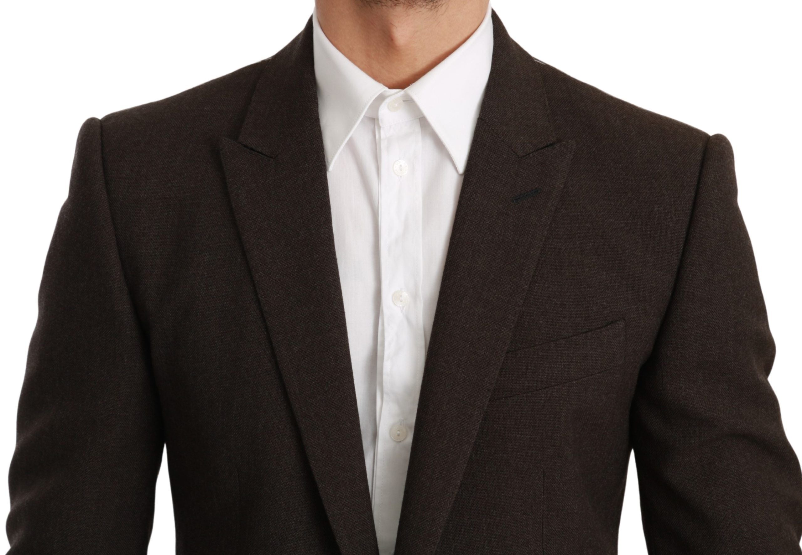 Elegant Brown Virgin Wool Martini Blazer - ventzia
