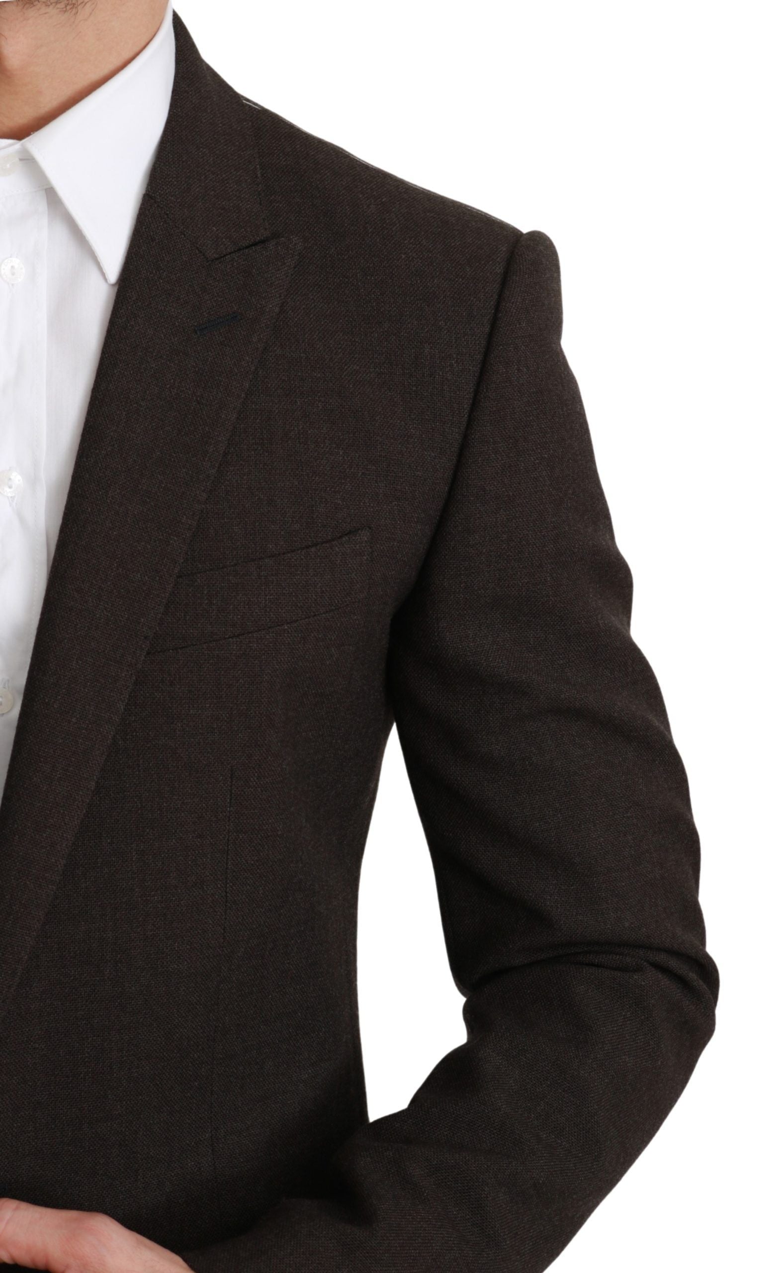 Elegant Brown Virgin Wool Martini Blazer - ventzia