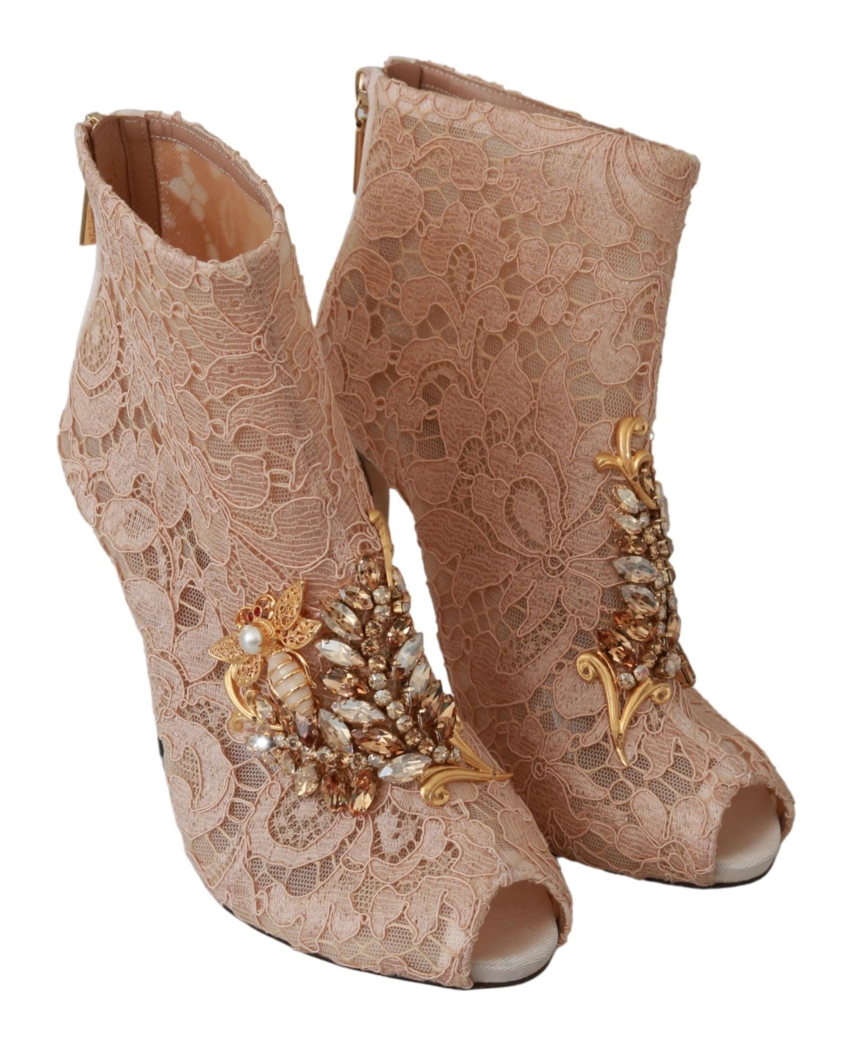 Elegant Lace Stilettos with Crystal Accents - ventzia