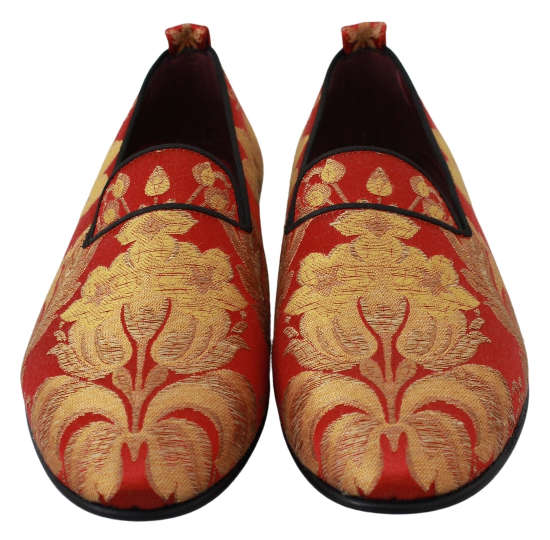 Rose Gold Brocade Loafers Slide Flats - ventzia
